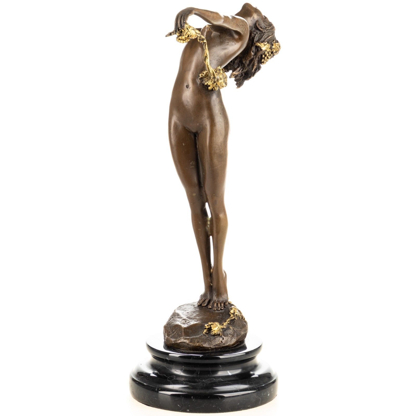 Bronze Skulptur Tänzerin im Akt Stil auf Marmorsockel - signiert