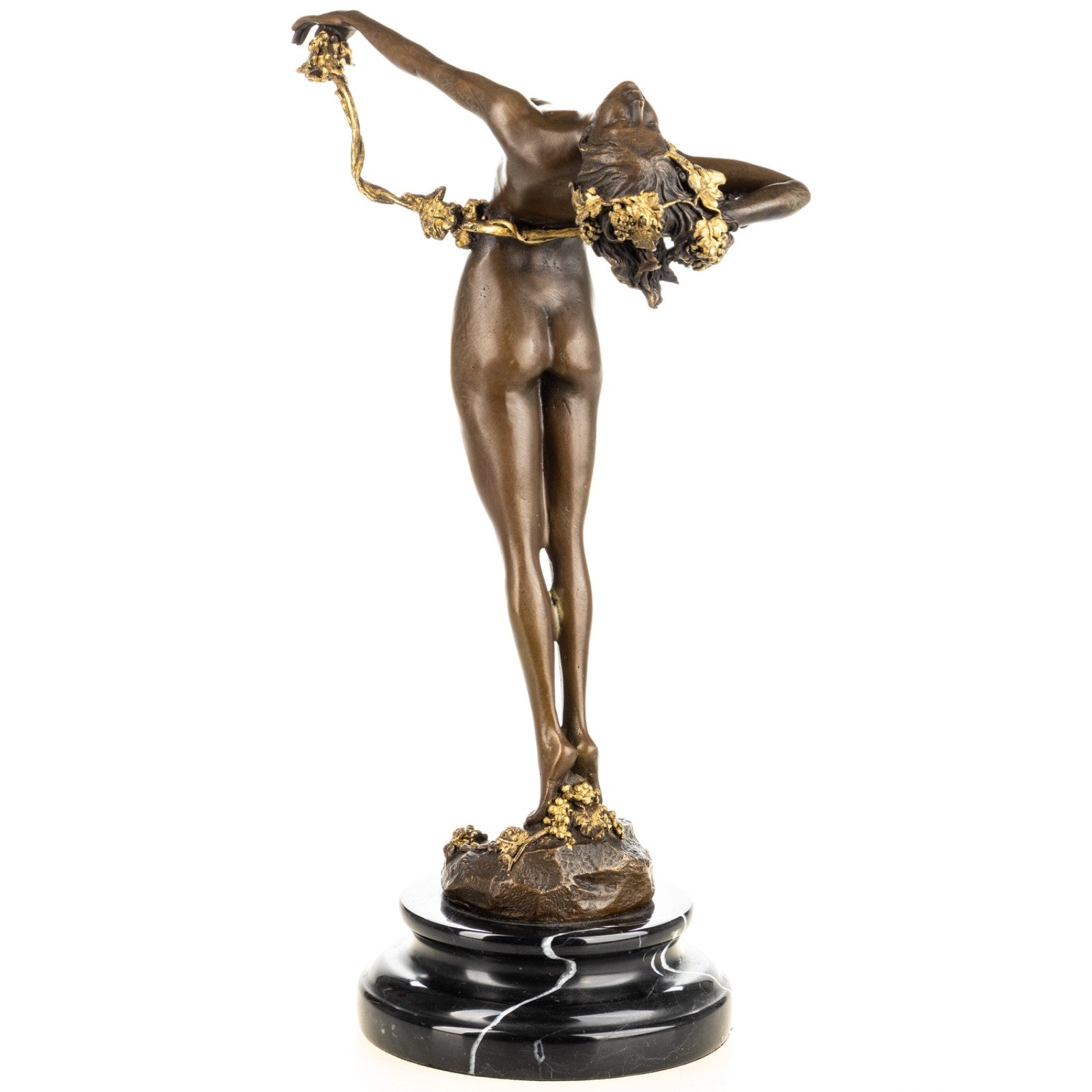 Bronze Skulptur Tänzerin im Akt Stil auf Marmorsockel - signiert