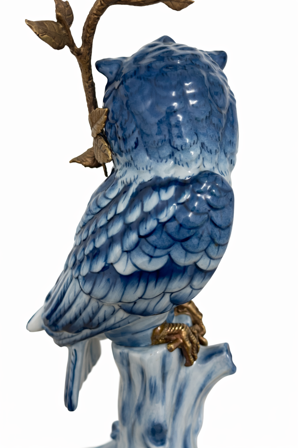Kerzenleuchter aus Porzellan & Bronze - Eulenmotiv