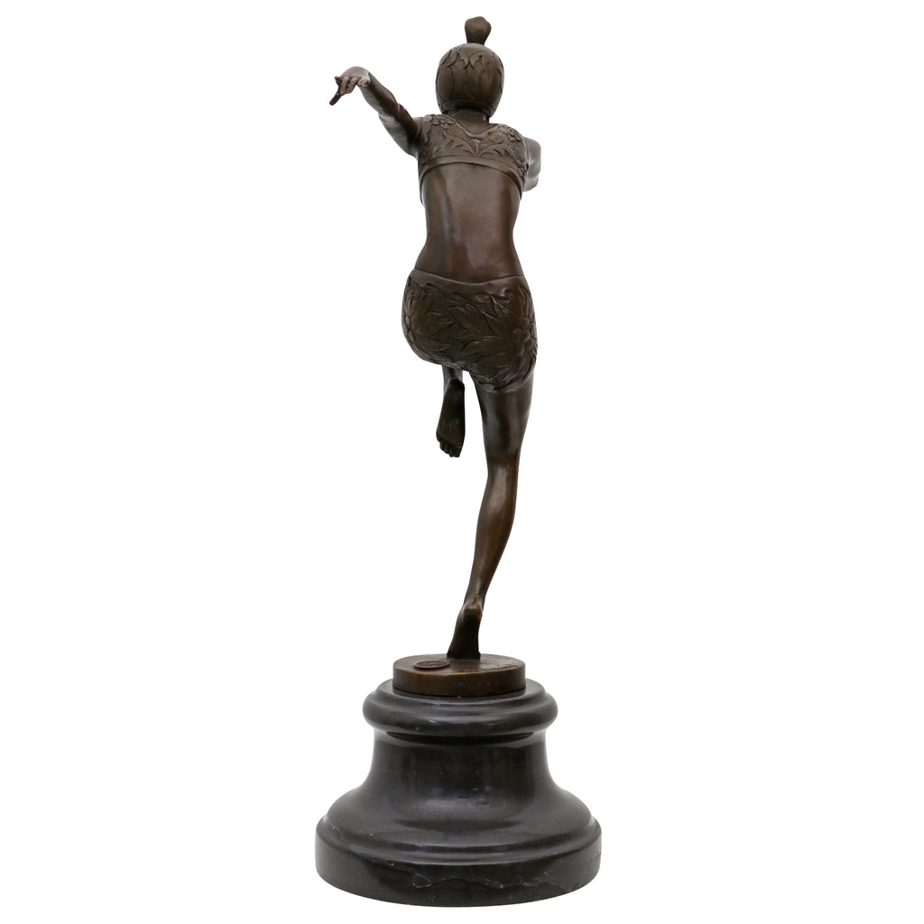 Bronze Skulptur „Con Brio“ nach Ferdinand Preiss – Tänzerin auf Marmorsockel