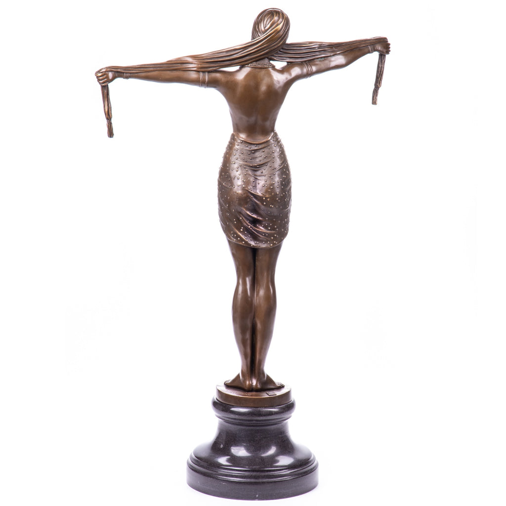 Bronze Skulptur Art déco Tänzerin nach Chiparus - signierte Figur auf Marmorsockel