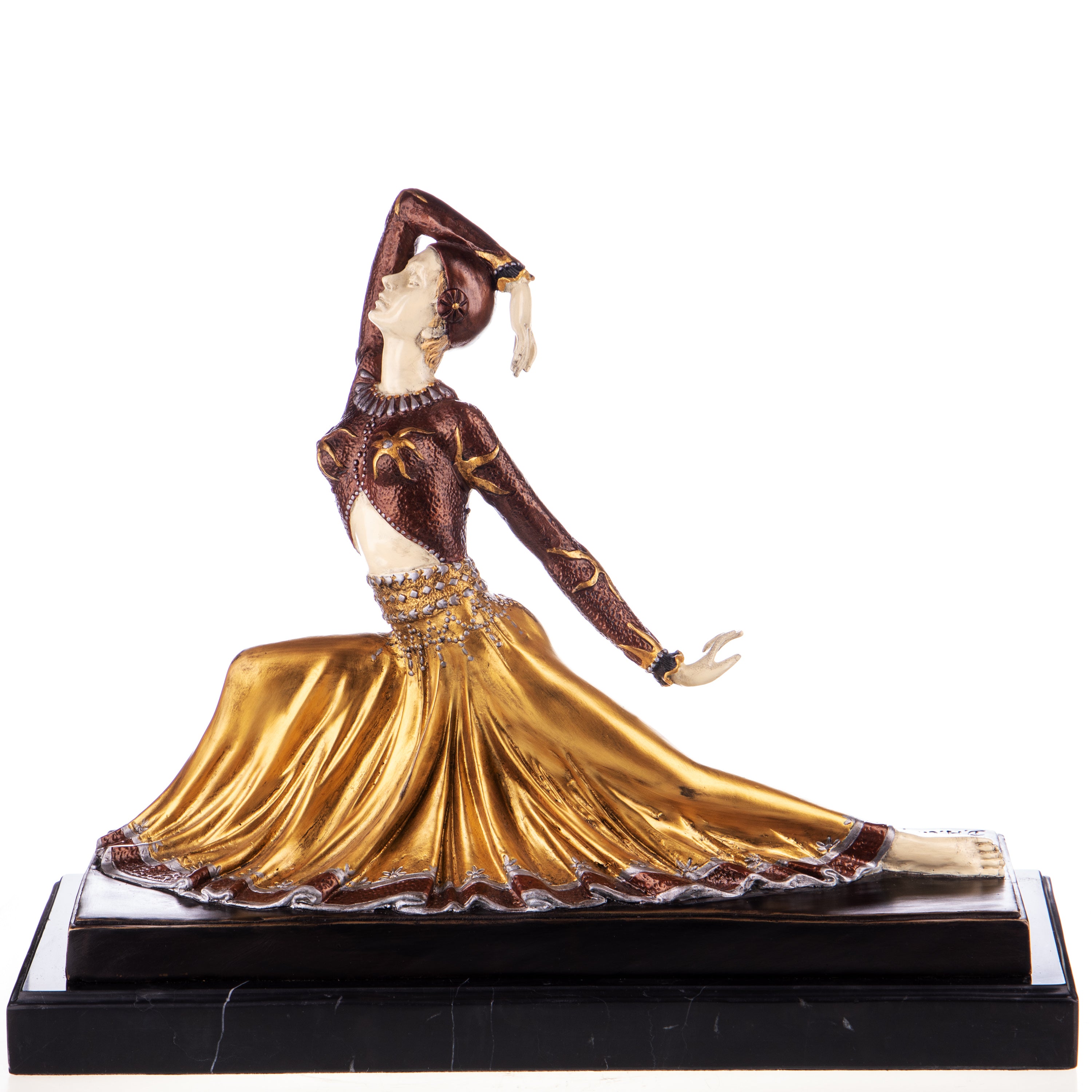 Bronze Skulptur Tänzerin im Art déco - signierte Figur auf Marmorsockel