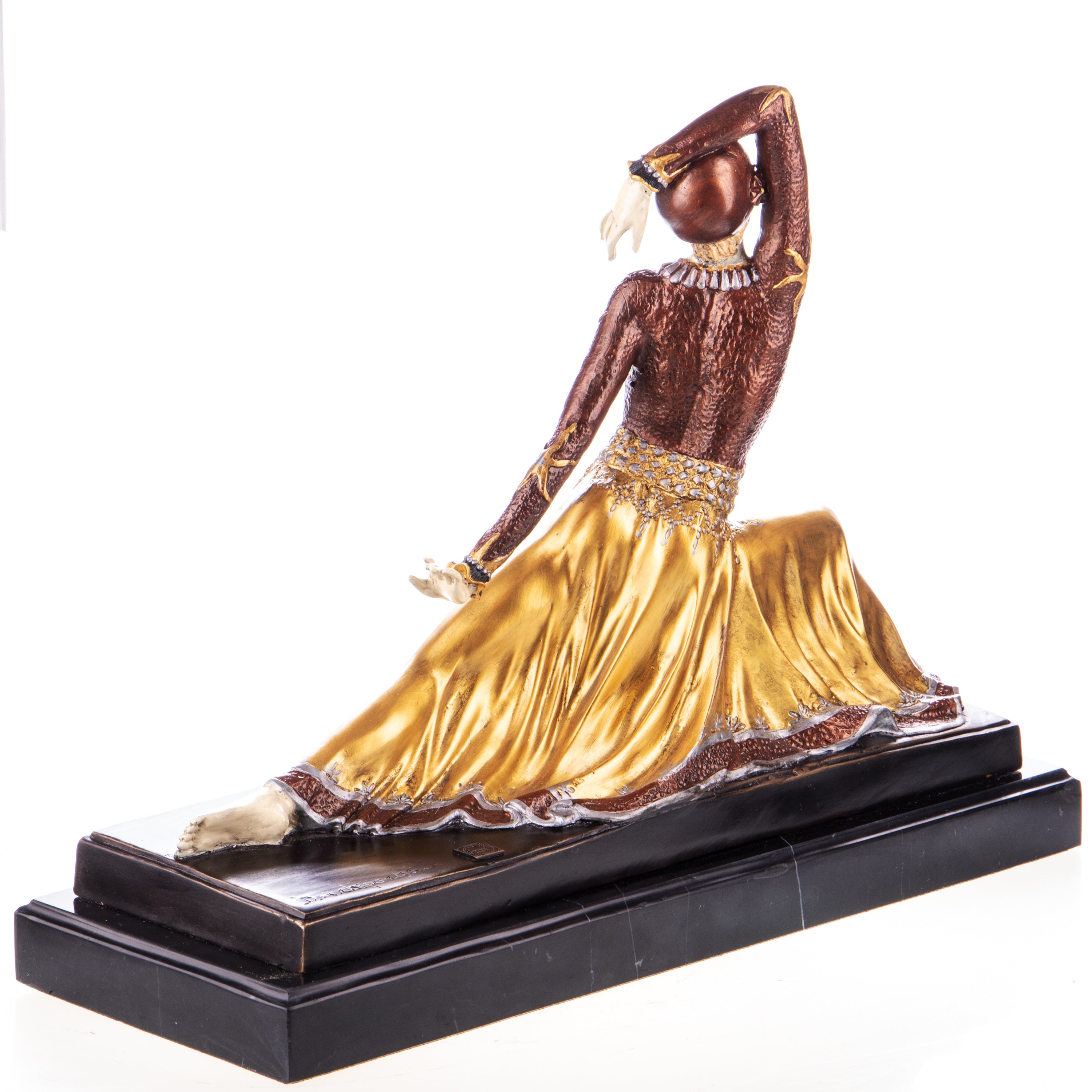 Bronze Skulptur Tänzerin im Art déco - signierte Figur auf Marmorsockel