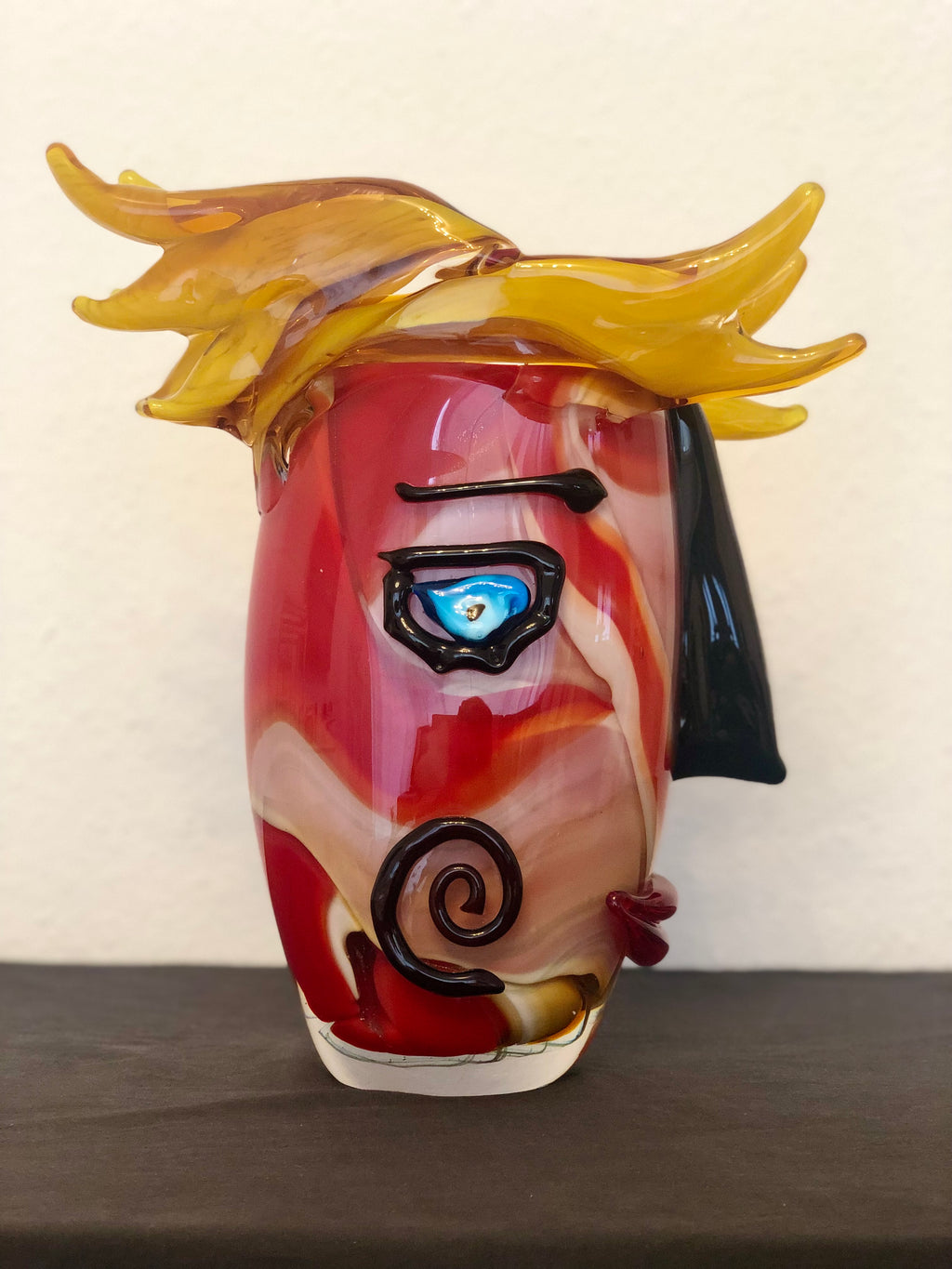Skulptur/Vase aus Glas im Murano Stil als abstraktes Gesicht