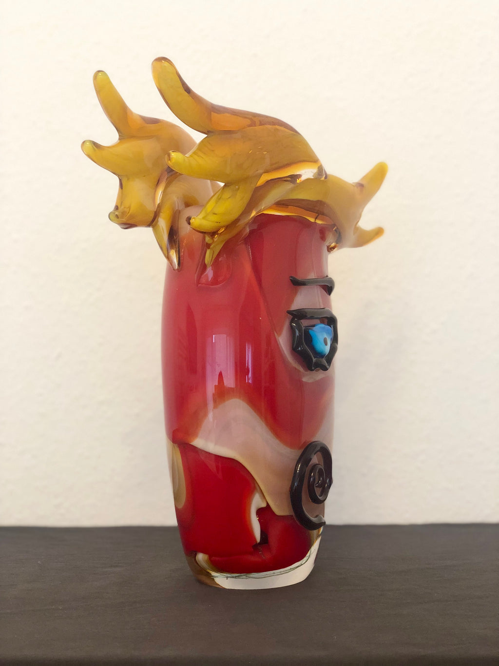 Skulptur/Vase aus Glas im Murano Stil als abstraktes Gesicht
