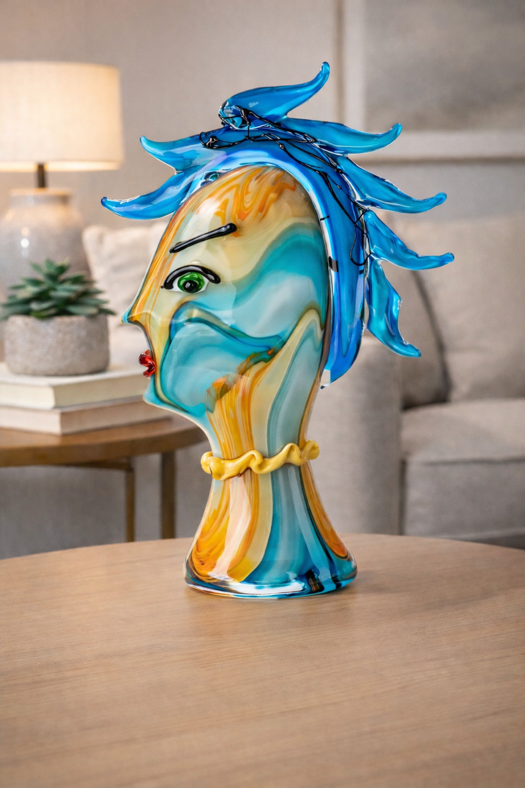 Murano Glas Skulptur Frauengesicht - mundgeblasene Büste
