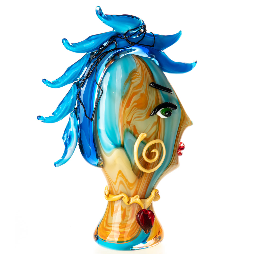 Murano Glas Skulptur Frauengesicht - mundgeblasene Büste