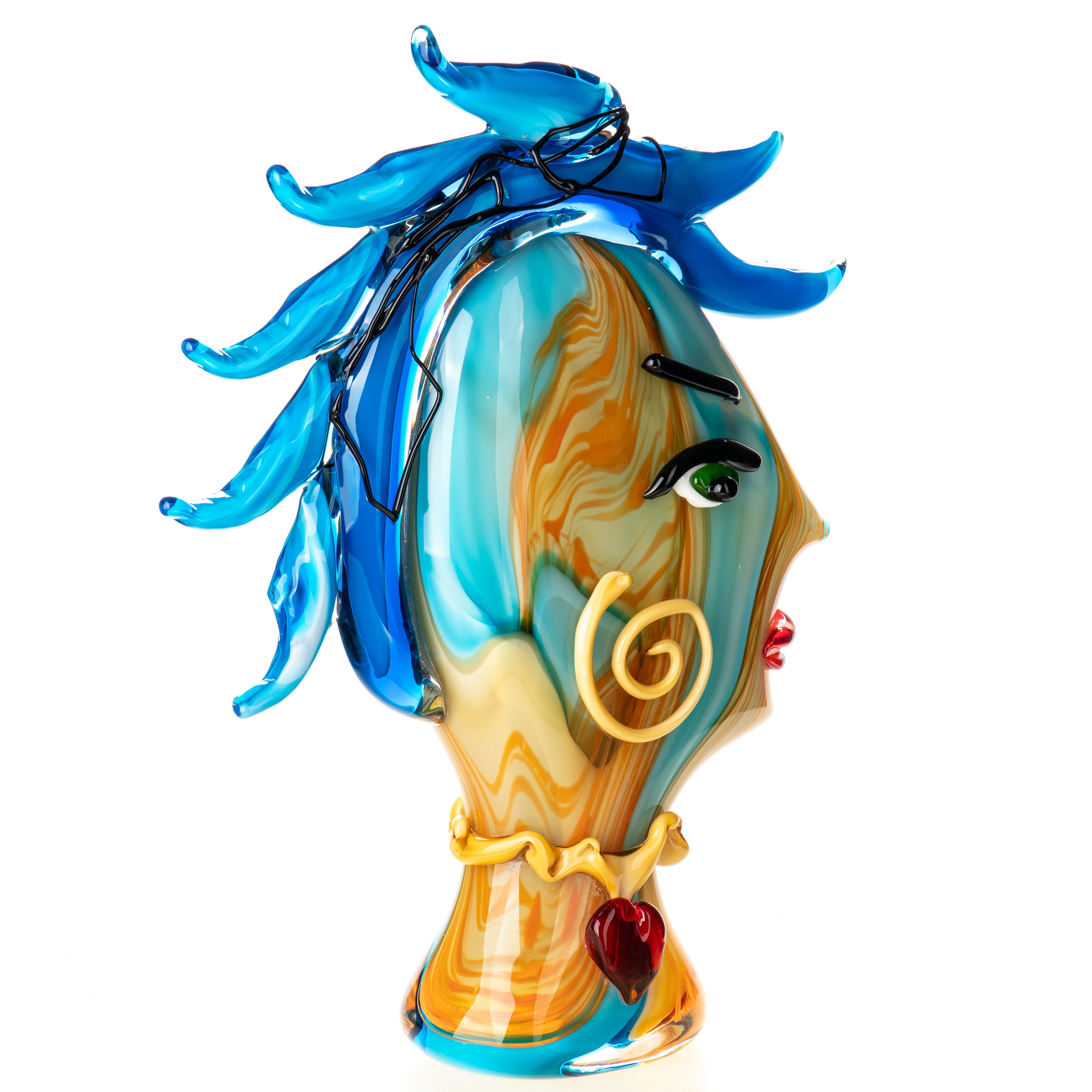 Murano Glas Skulptur Frauengesicht - mundgeblasene Büste