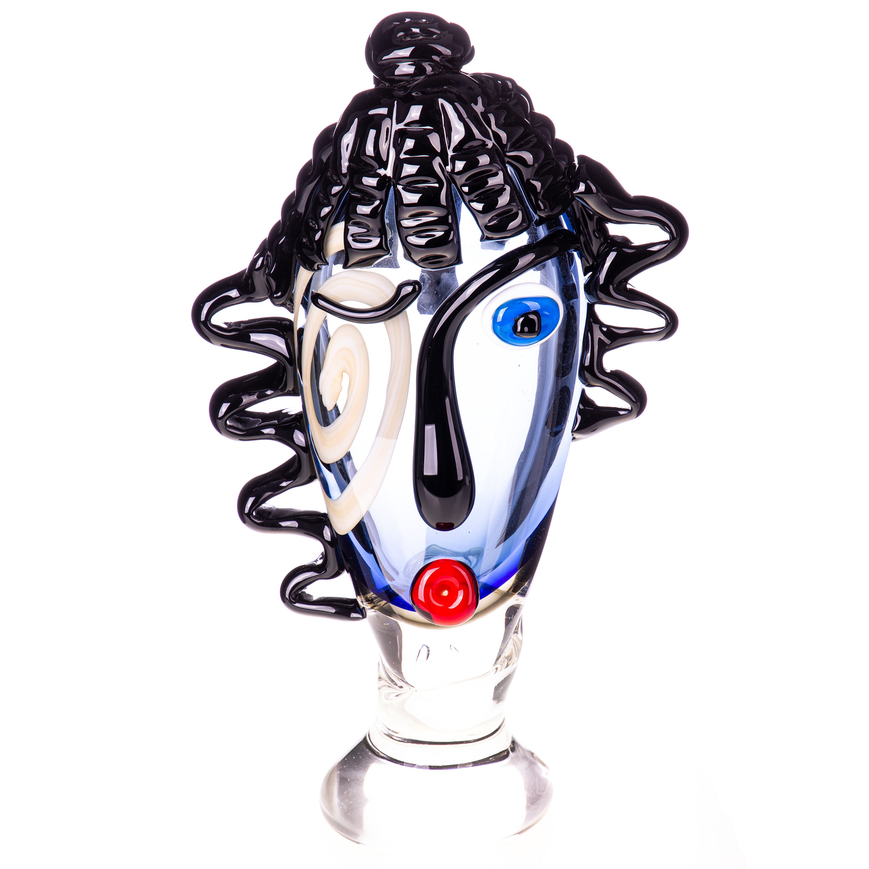 Murano Glas Skulptur - Abstraktes Gesicht aus mundgeblasenem Glas