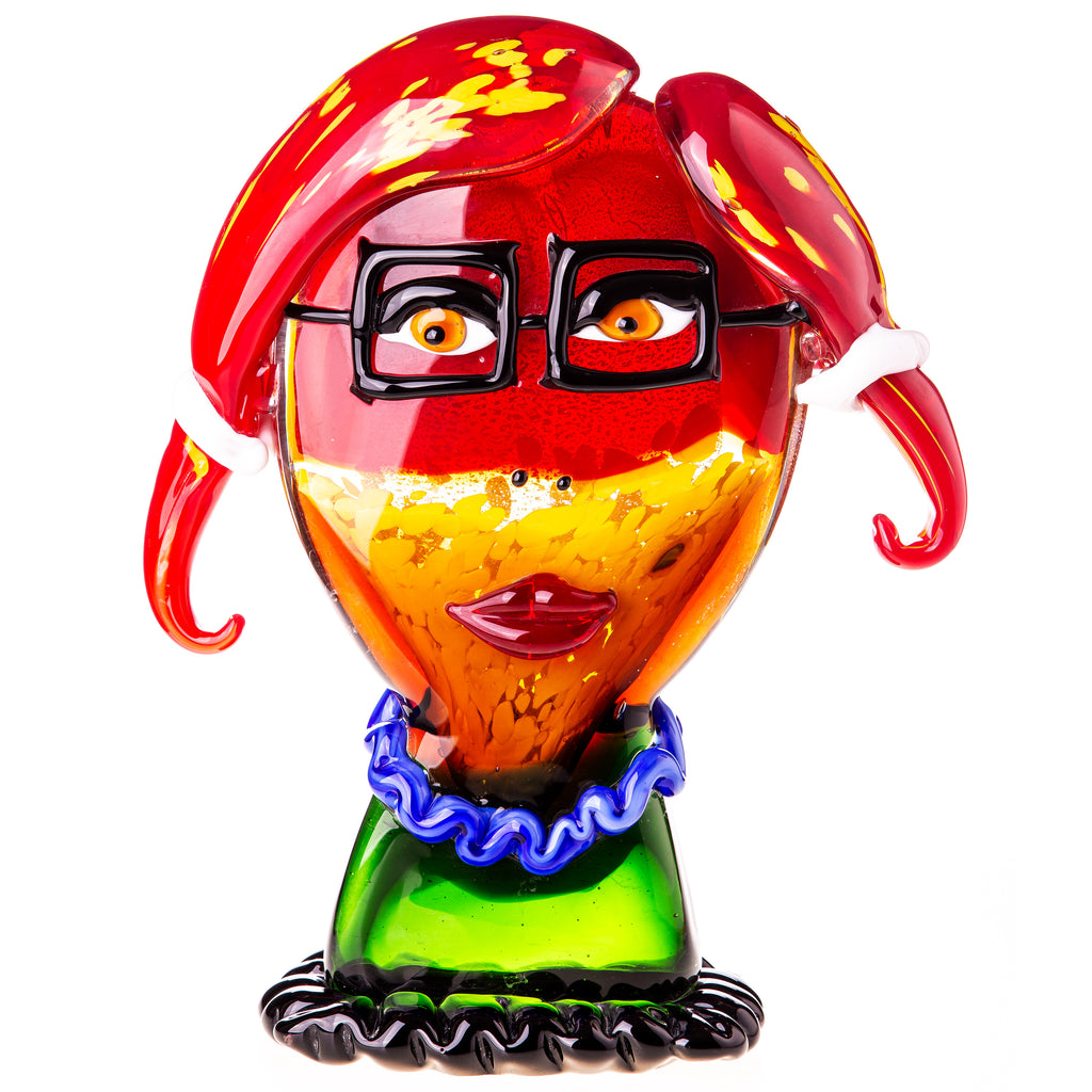 Murano Glas Skulptur - Gesicht einer Frau als Büste - mundgeblasene Glasfigur