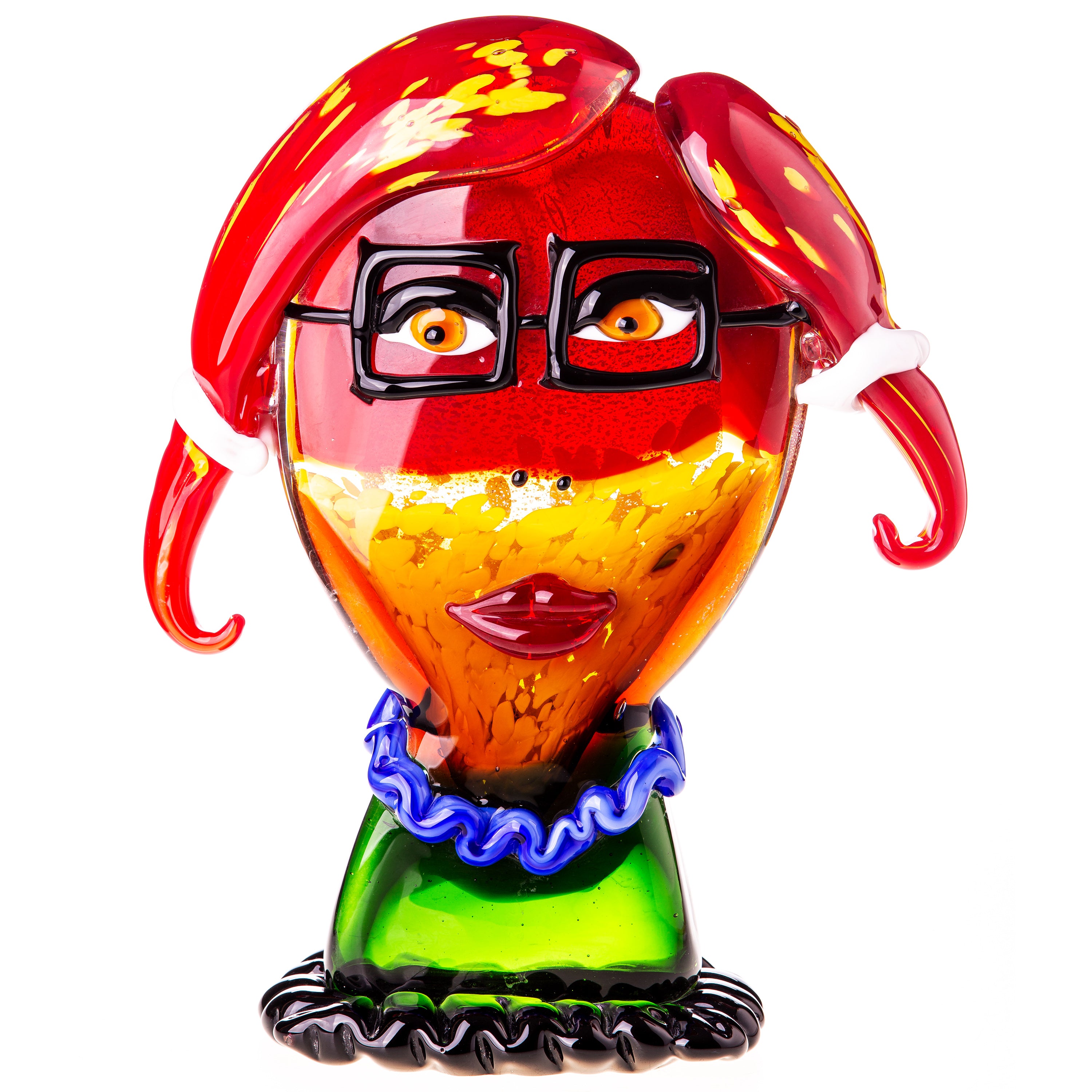 Murano Glas Skulptur - Gesicht einer Frau als Büste - mundgeblasene Glasfigur