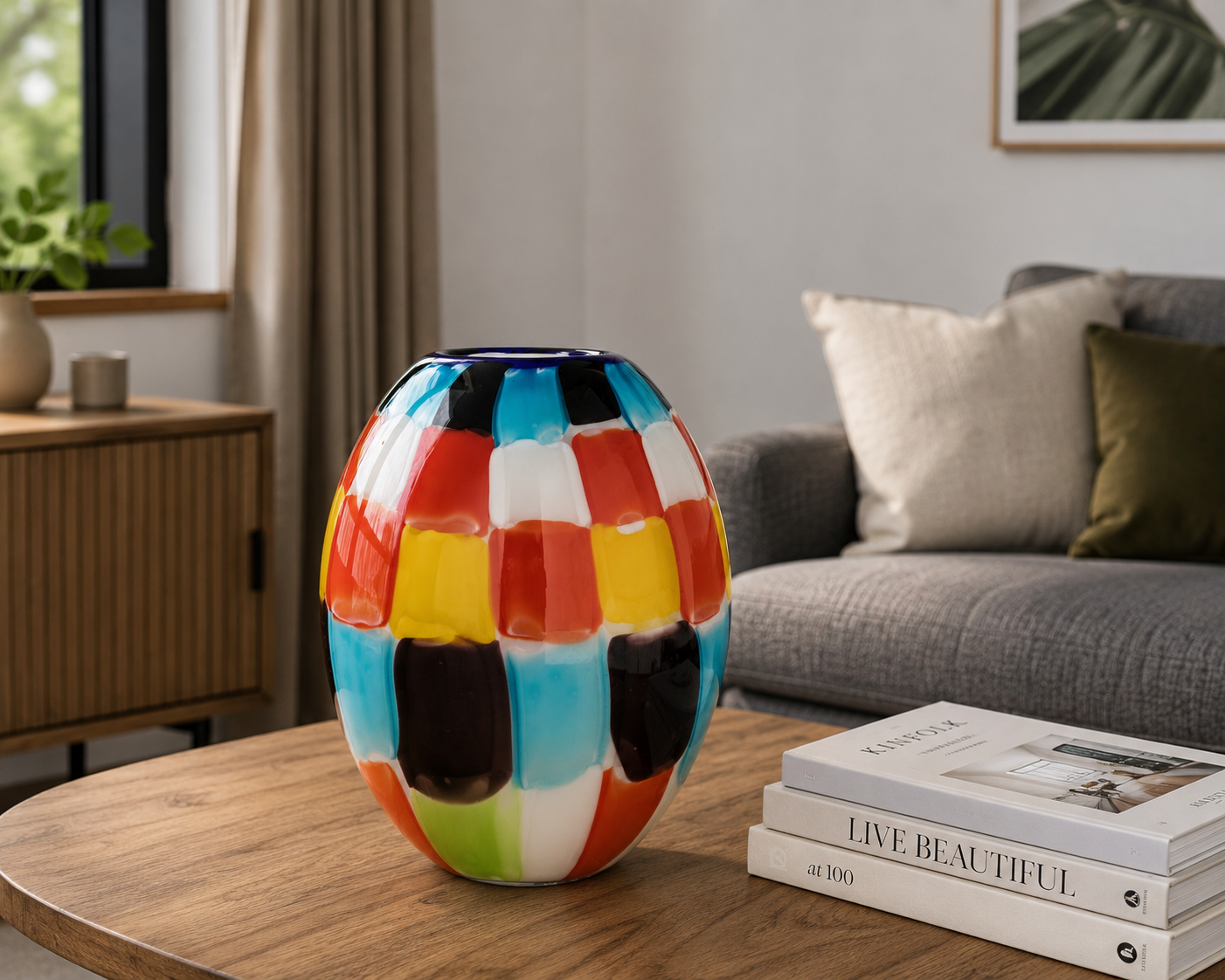 Murano Glasvase im Pezzato Stil - mundgeblasene Glaskunst
