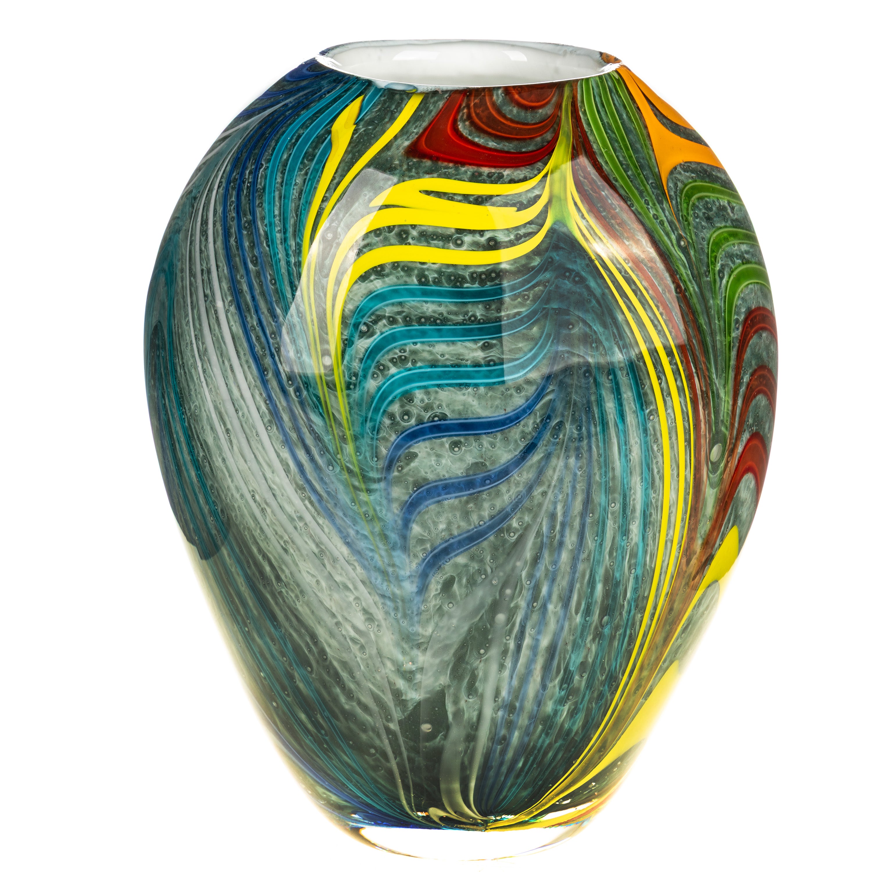 Murano Glasvase - farbenfrohe mundgeblasene Kunstvase