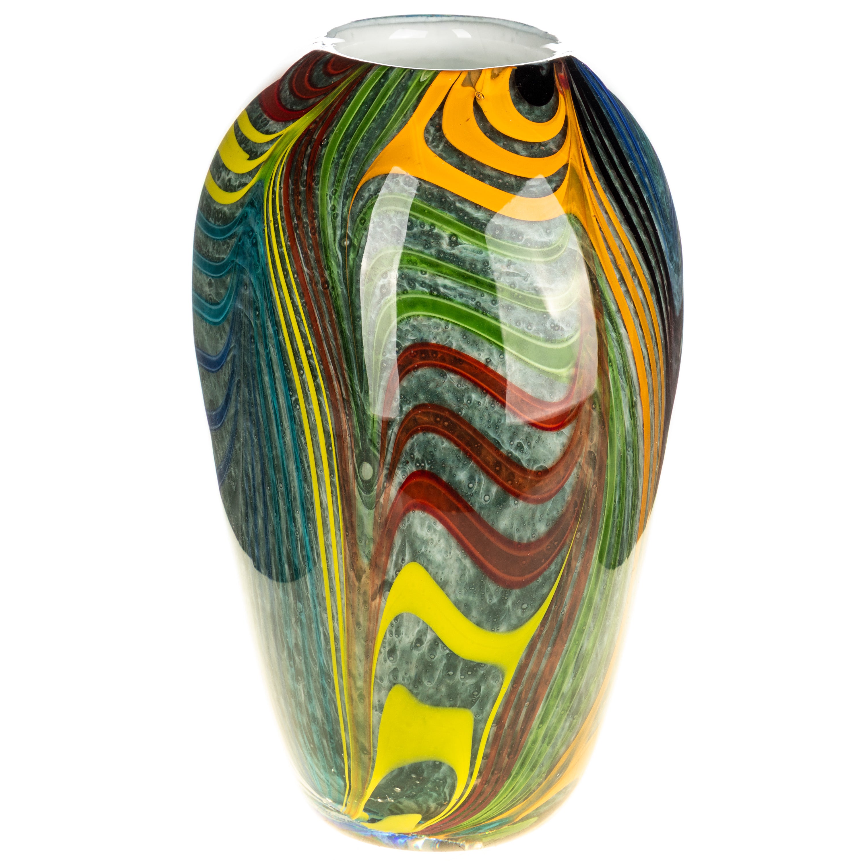 Murano Glasvase - farbenfrohe mundgeblasene Kunstvase