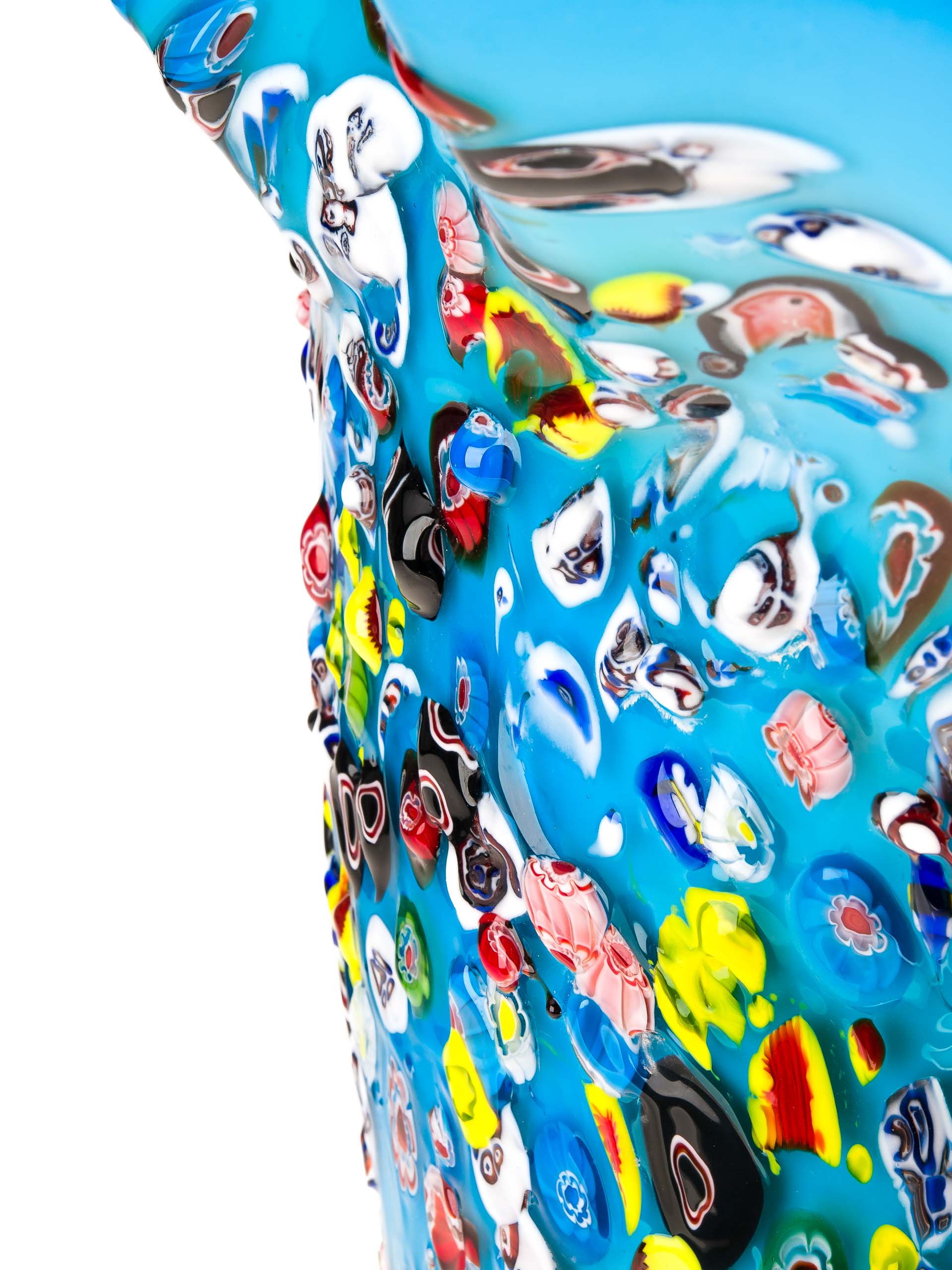 Murano Glasvase im Millefiori Stil – Mundgeblasene Kunstvase