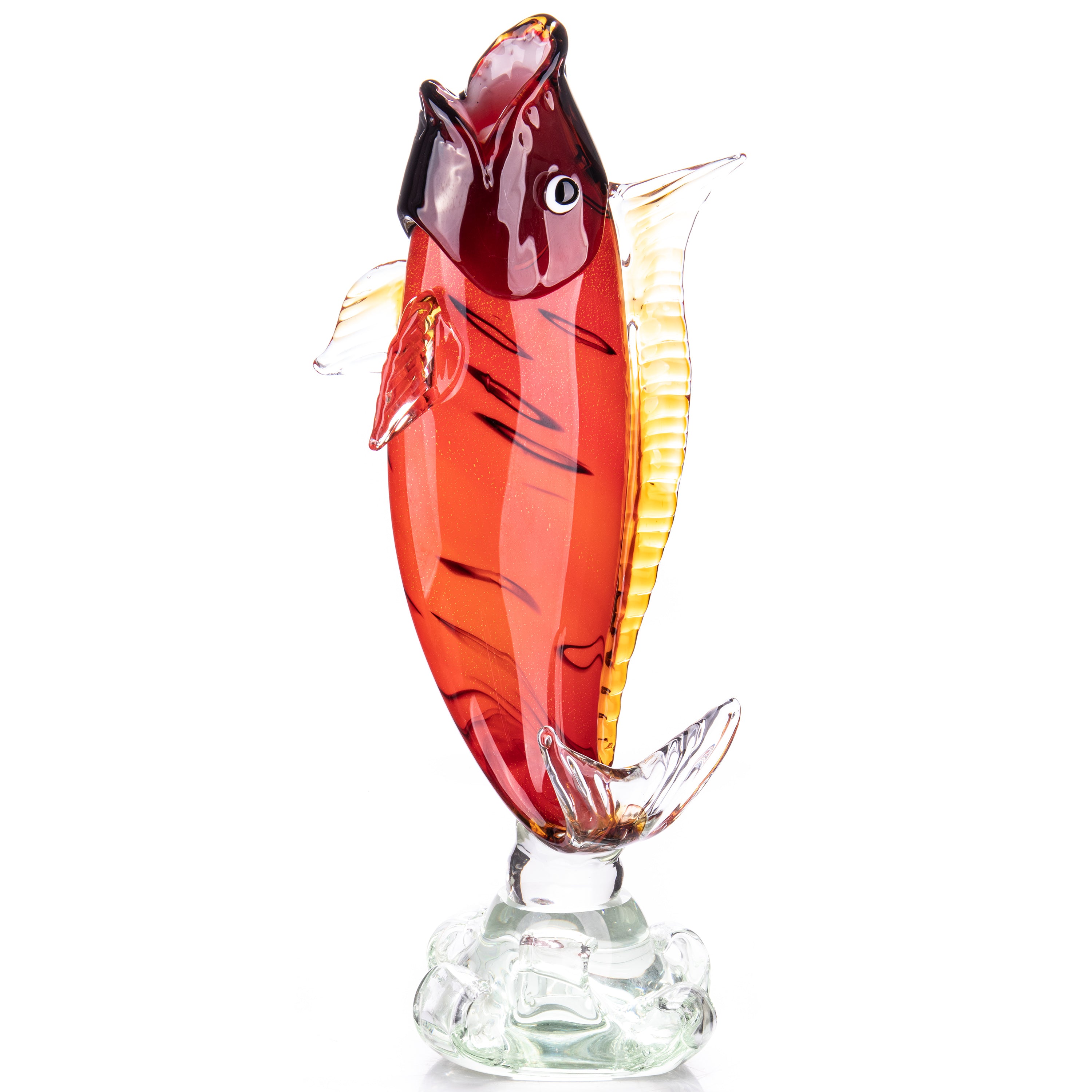 Murano Glas Skulptur springender Fisch - mundgeblasene Kunstfigur
