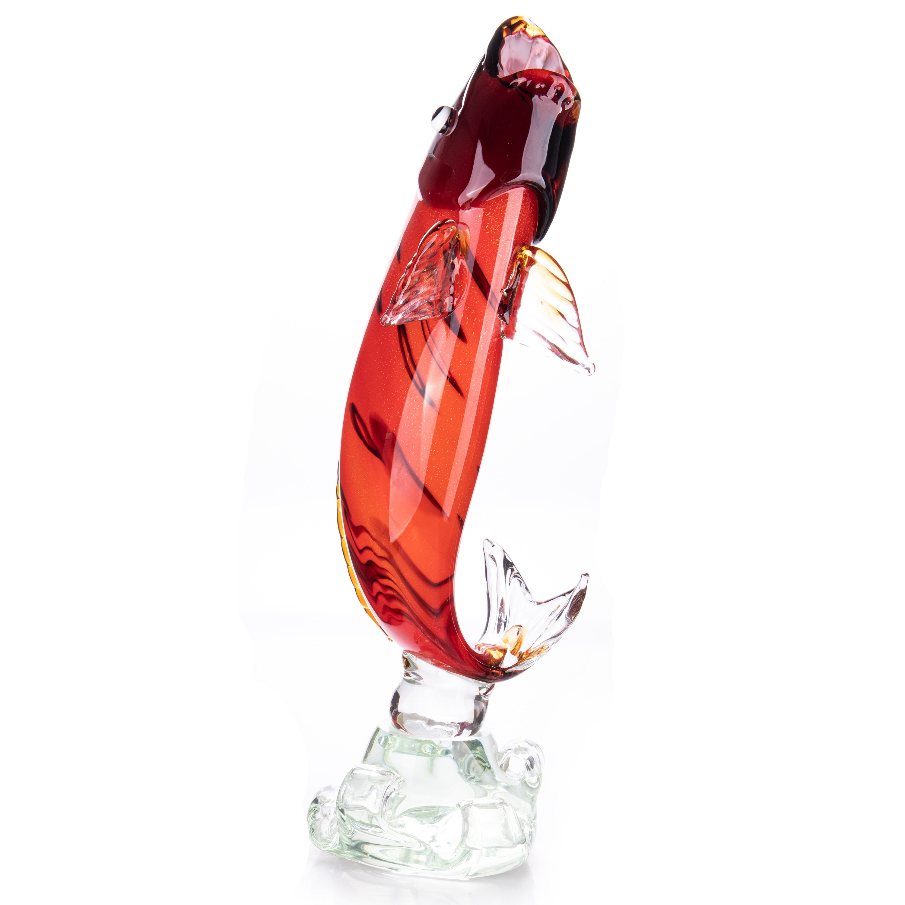 Murano Glas Skulptur springender Fisch - mundgeblasene Kunstfigur