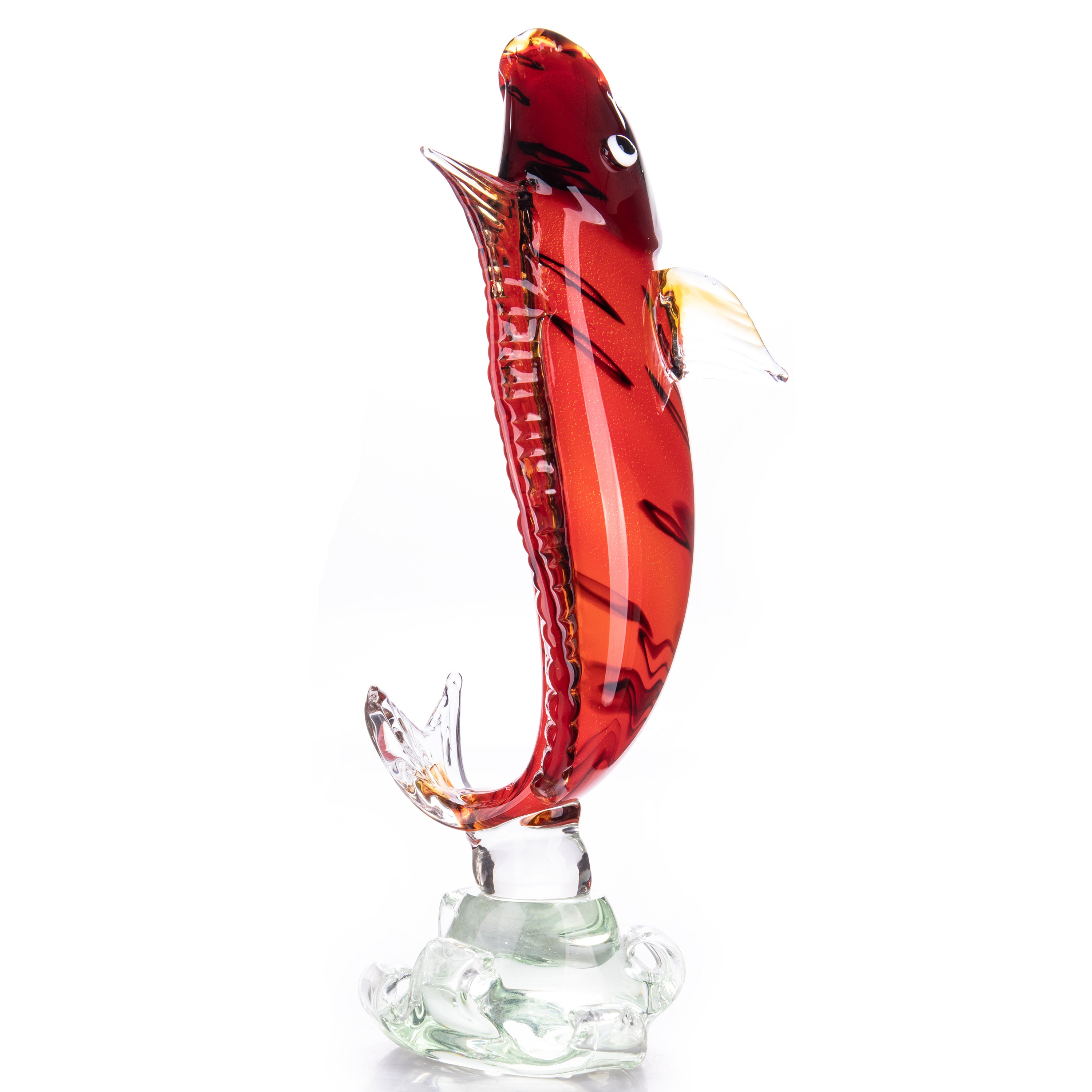Murano Glas Skulptur springender Fisch - mundgeblasene Kunstfigur