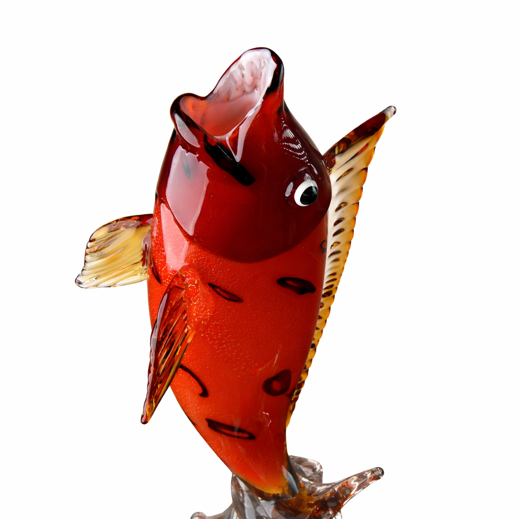 Murano Glas Skulptur springender Fisch - mundgeblasene Kunstfigur