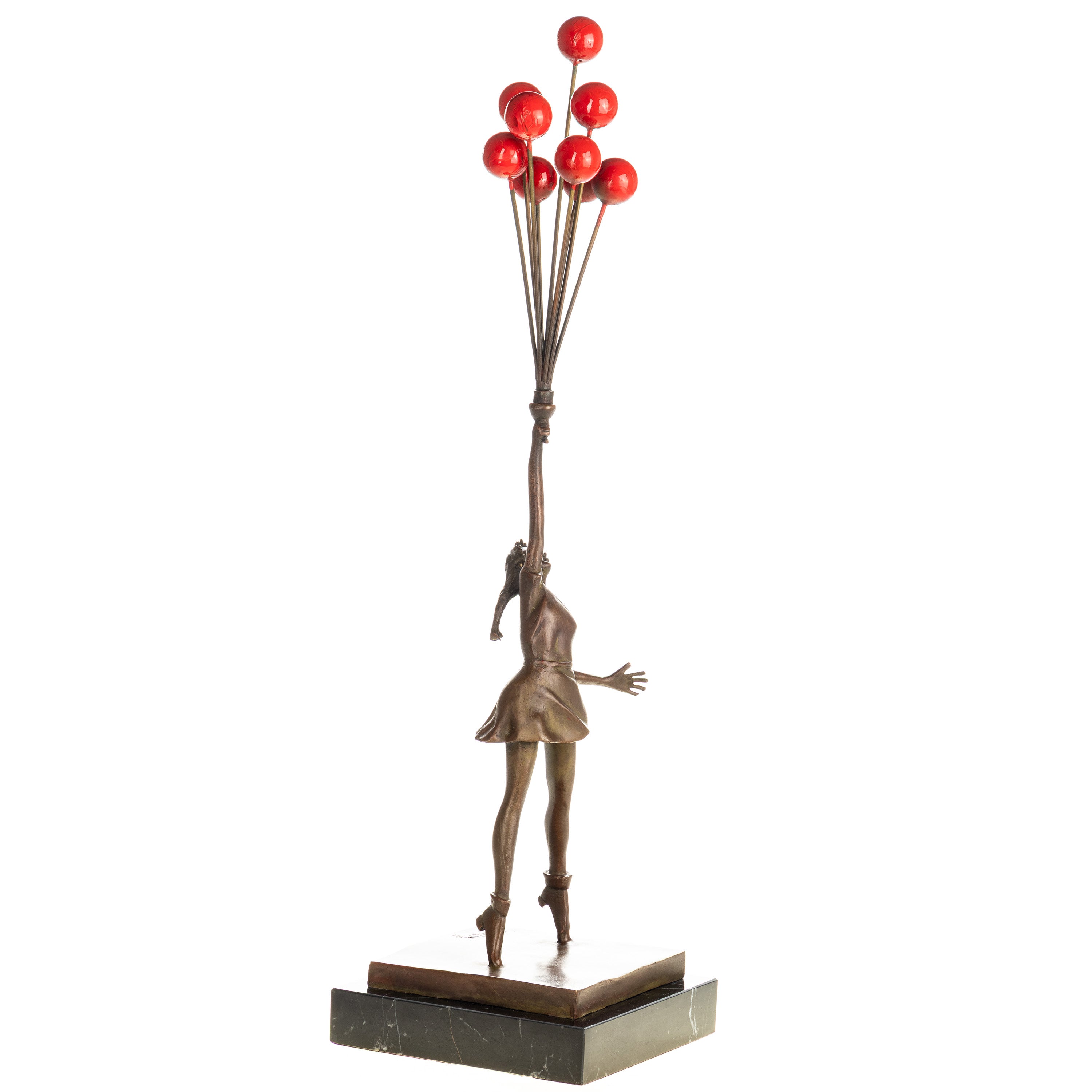 Bronze Skulptur Balloon Girl nach Banksy - signierte Kunstfigur auf Marmorsockel
