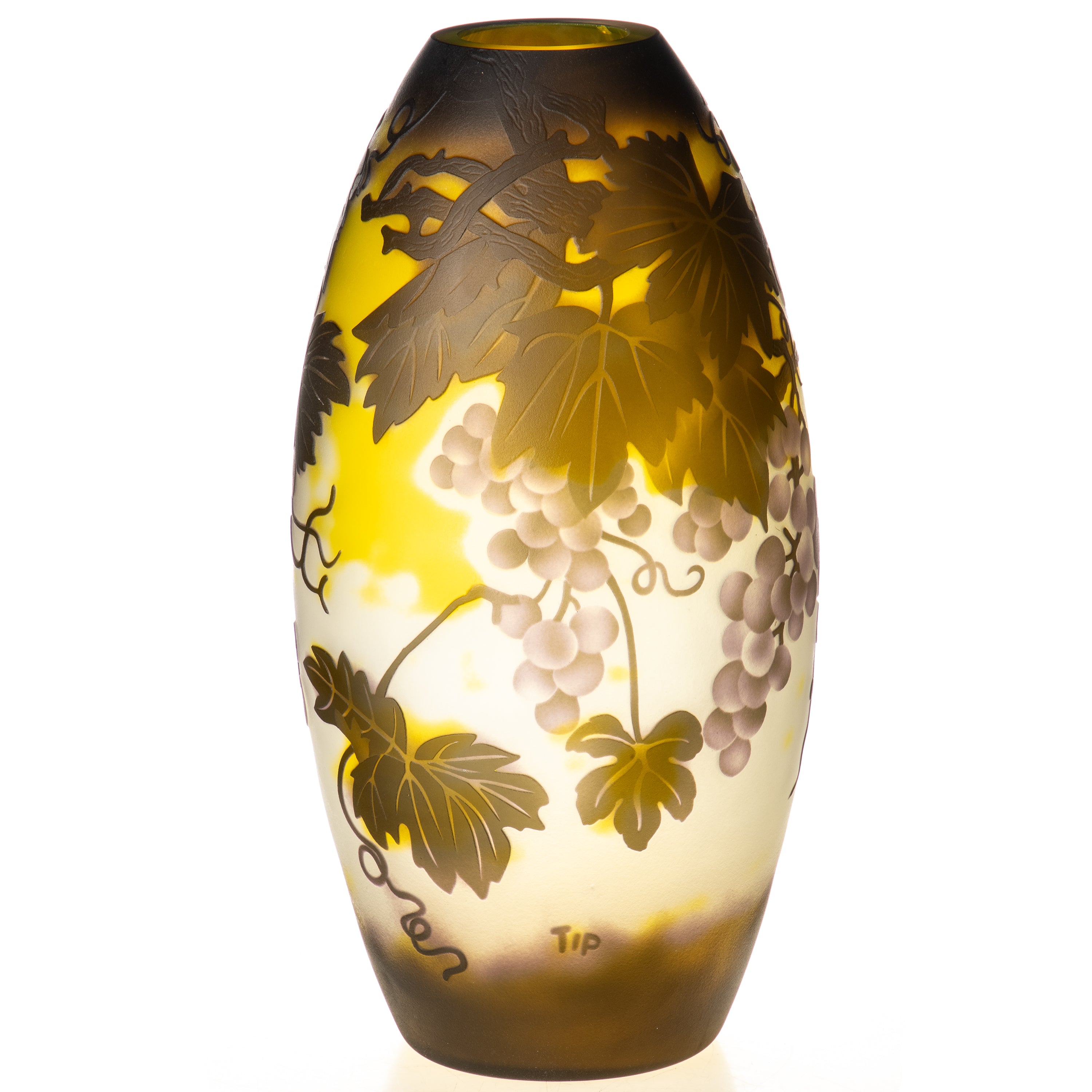 Vase im Gallé Stil aus Cameo Glas - Weinrebenmotiv im Jugendstil