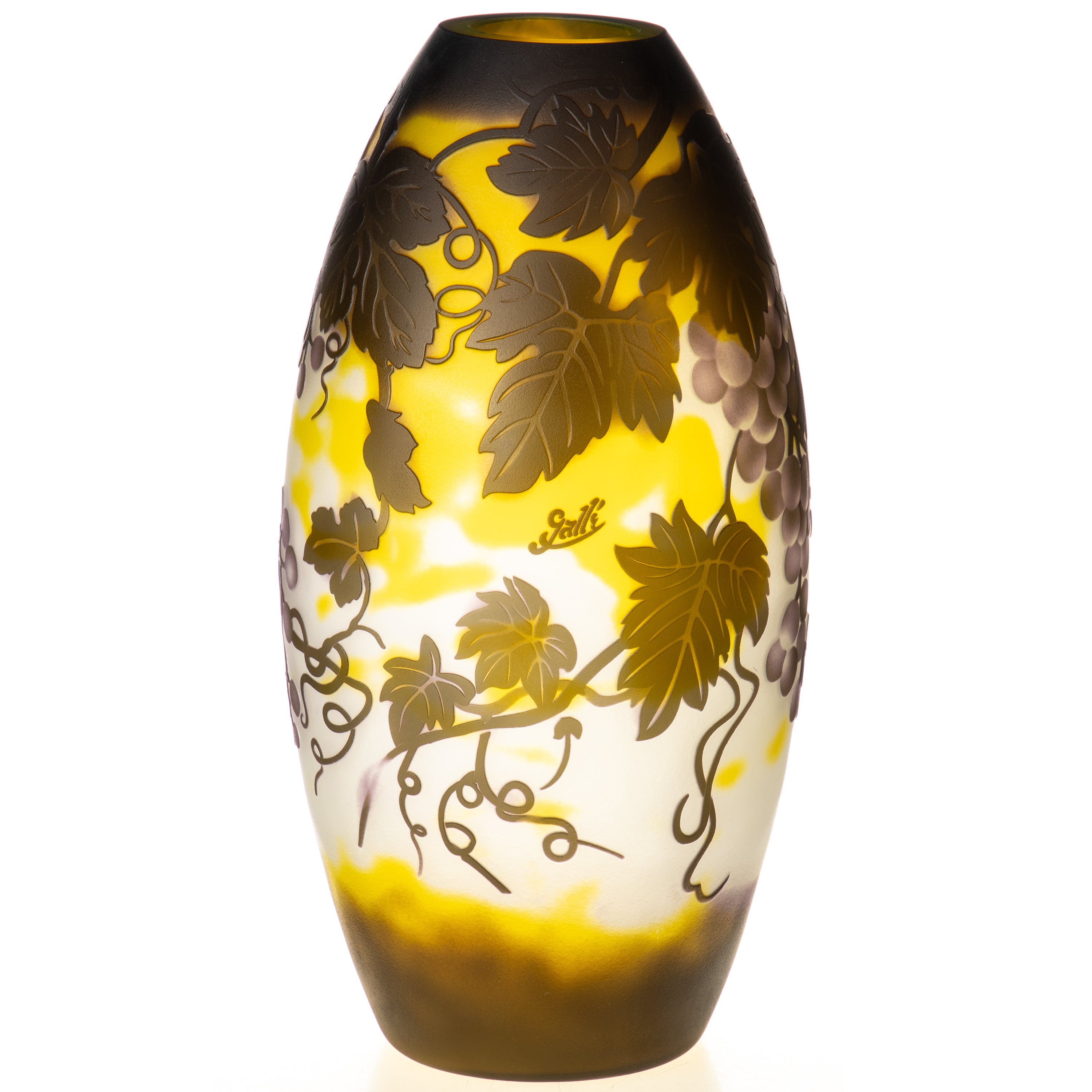 Vase im Gallé Stil aus Cameo Glas - Weinrebenmotiv im Jugendstil