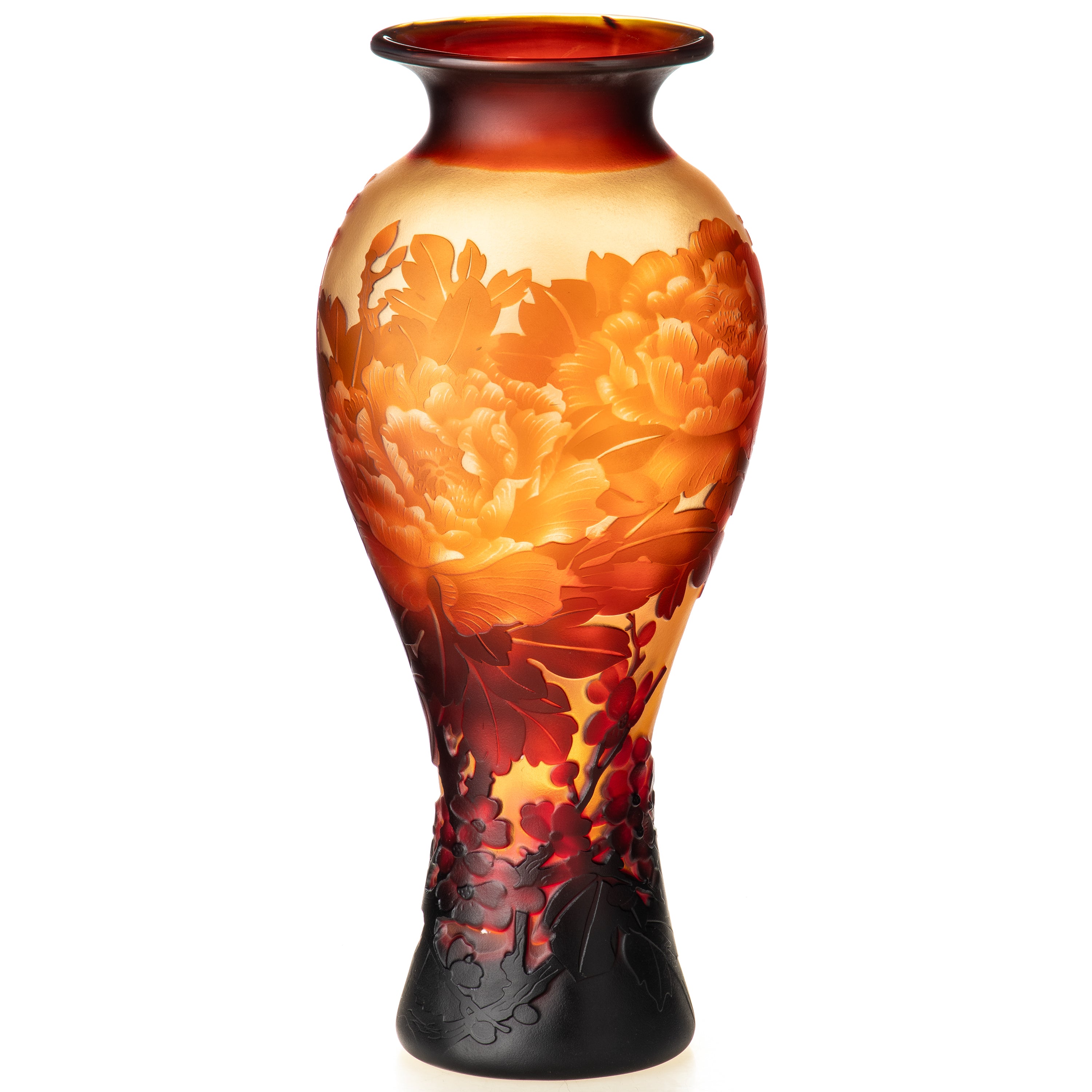 Vase im Gallé Stil aus Cameo Glas - Vogelmotive im Jugendstil