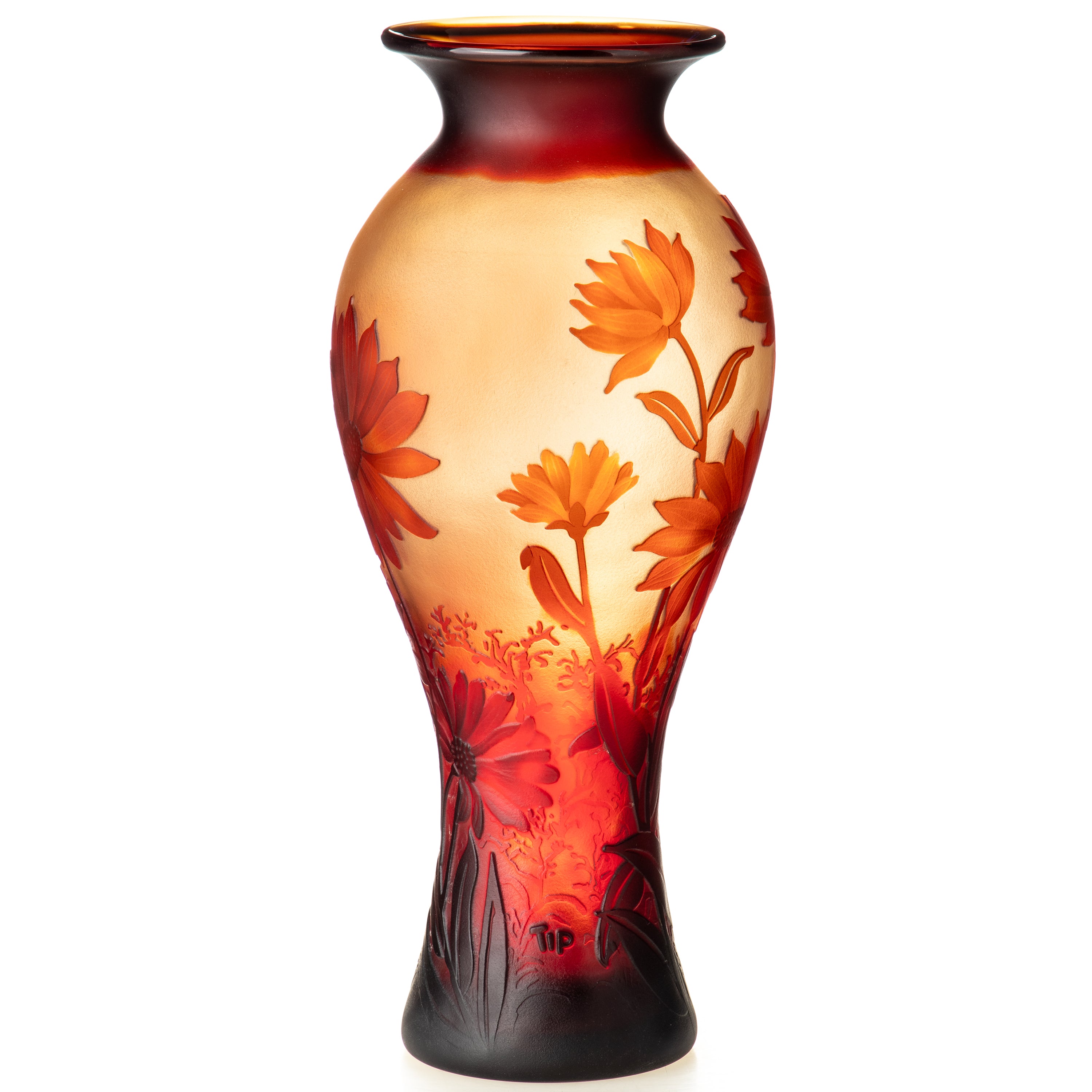 Vase im Gallé Stil aus Cameo Glas mit Signatur - Florale Muster im Jugendstil