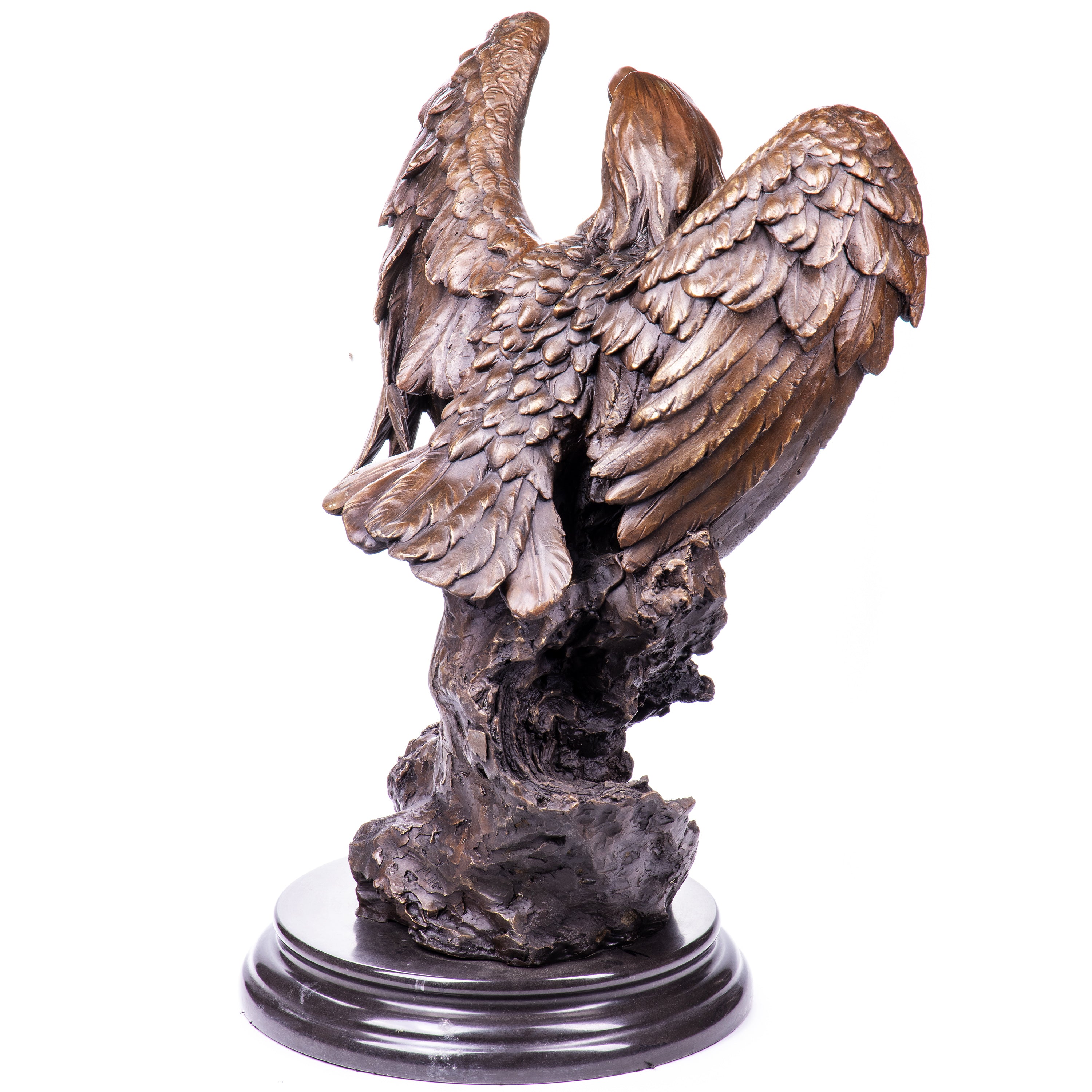 XL Bronzeskulptur Adler auf Felsen - signierte Tierfigur