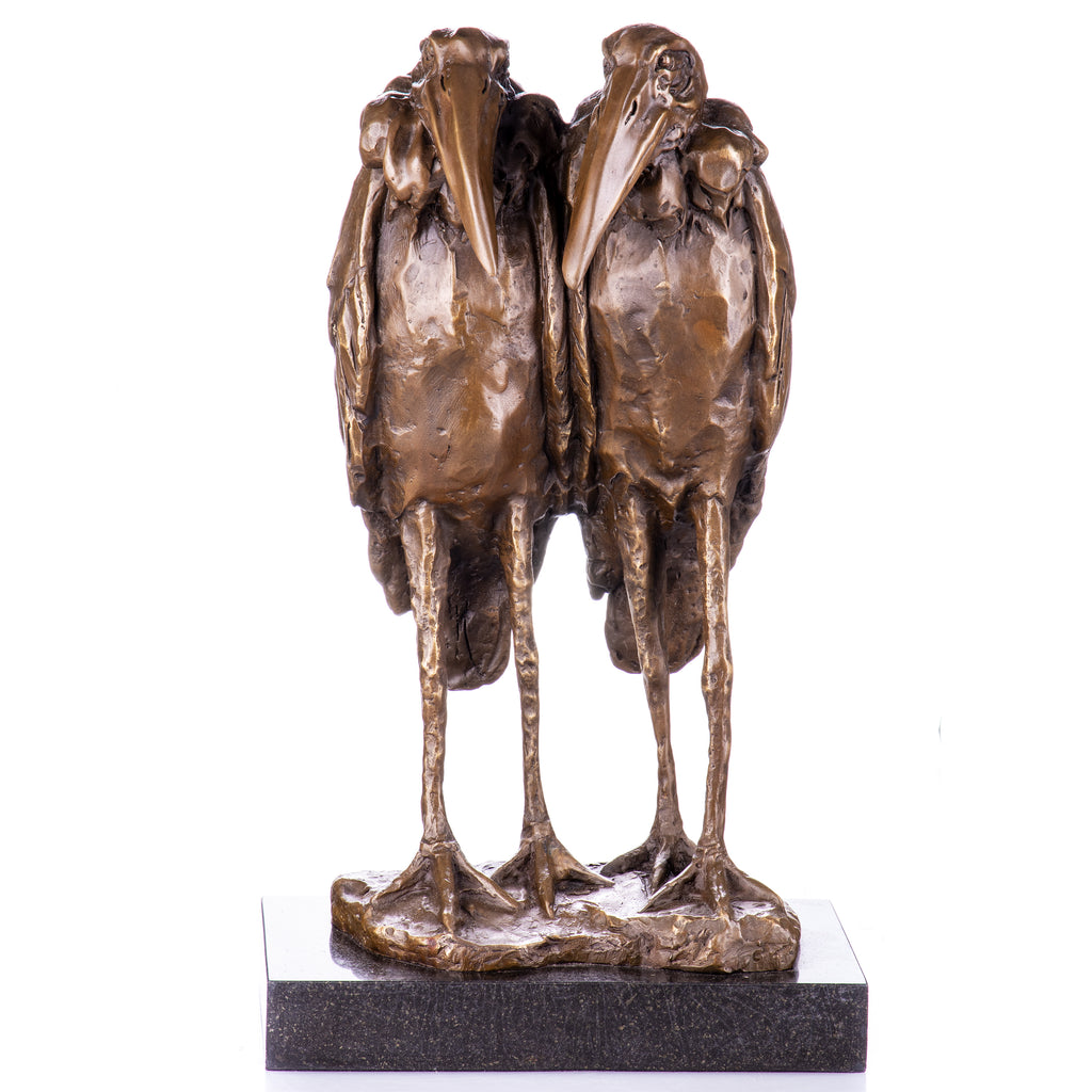 Bronze Skulptur Vogelpaar nach Bugatti - Tierfigur auf Marmorsockel