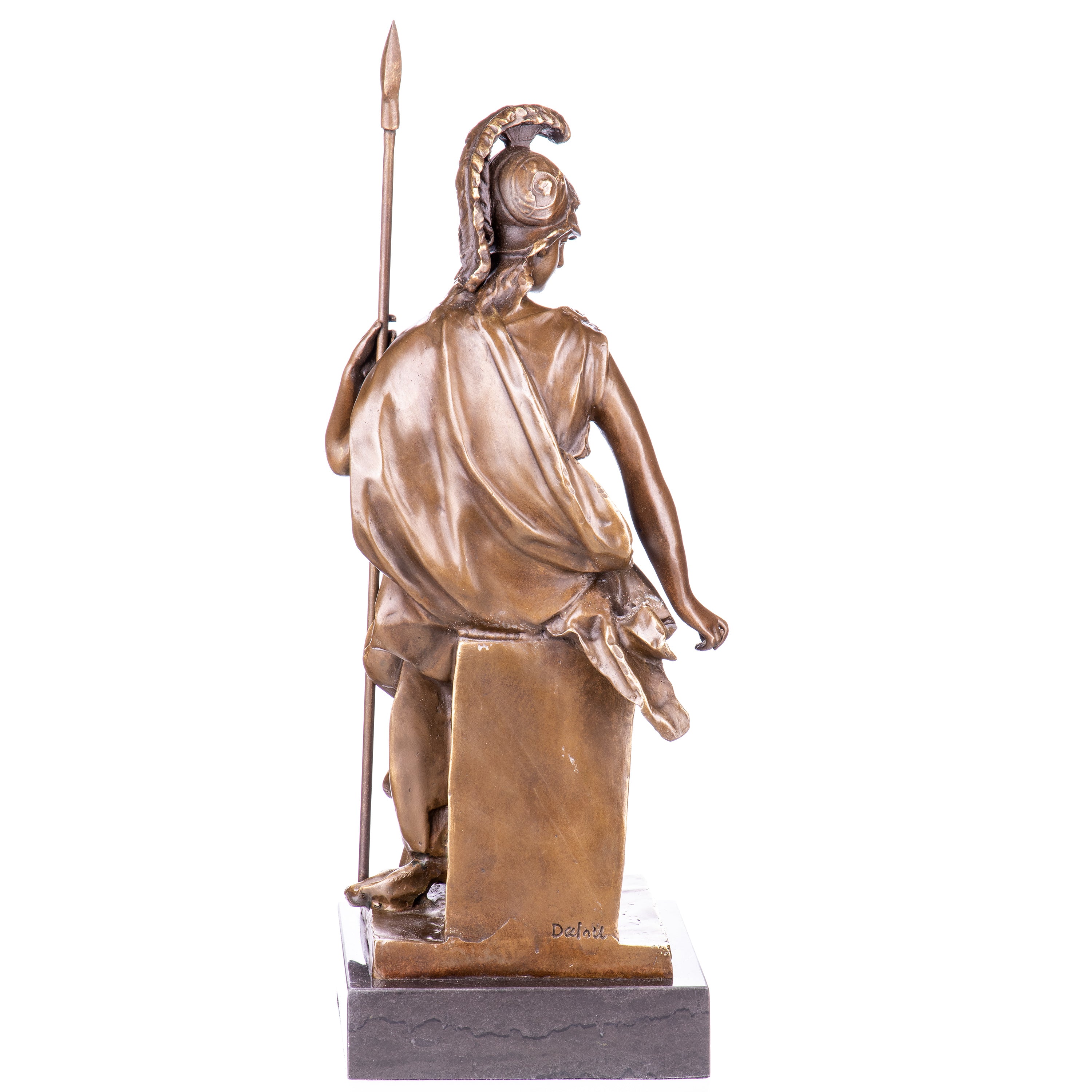 Bronze Skulptur Kriegsgöttin Athena - Mythologie Figur auf Marmorsockel