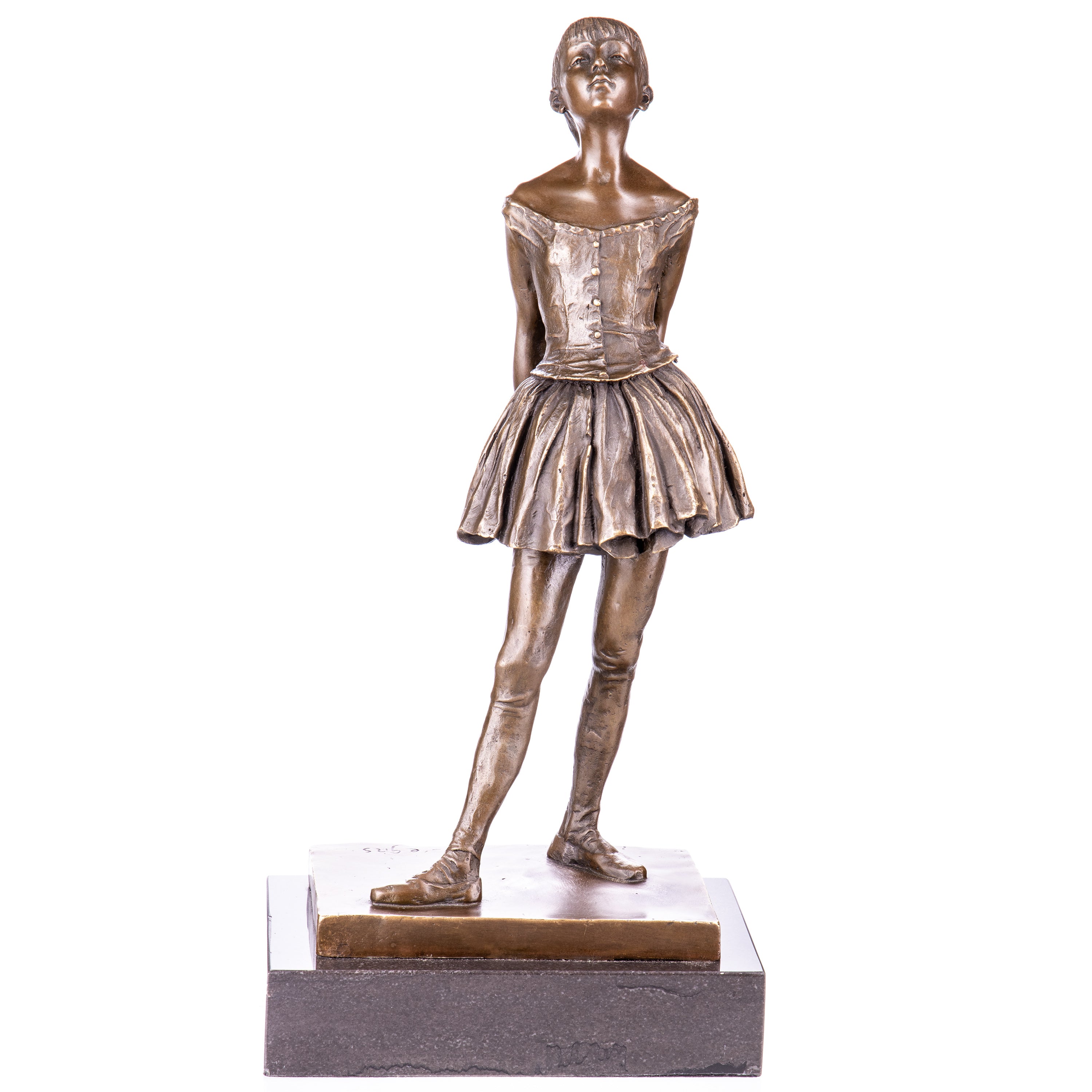 Bronze Skulptur kleine Tänzerin nach Degas - signierte Figur auf Marmorsockel