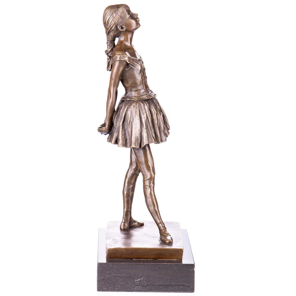 Bronze Skulptur kleine Tänzerin nach Degas - signierte Figur auf Marmorsockel