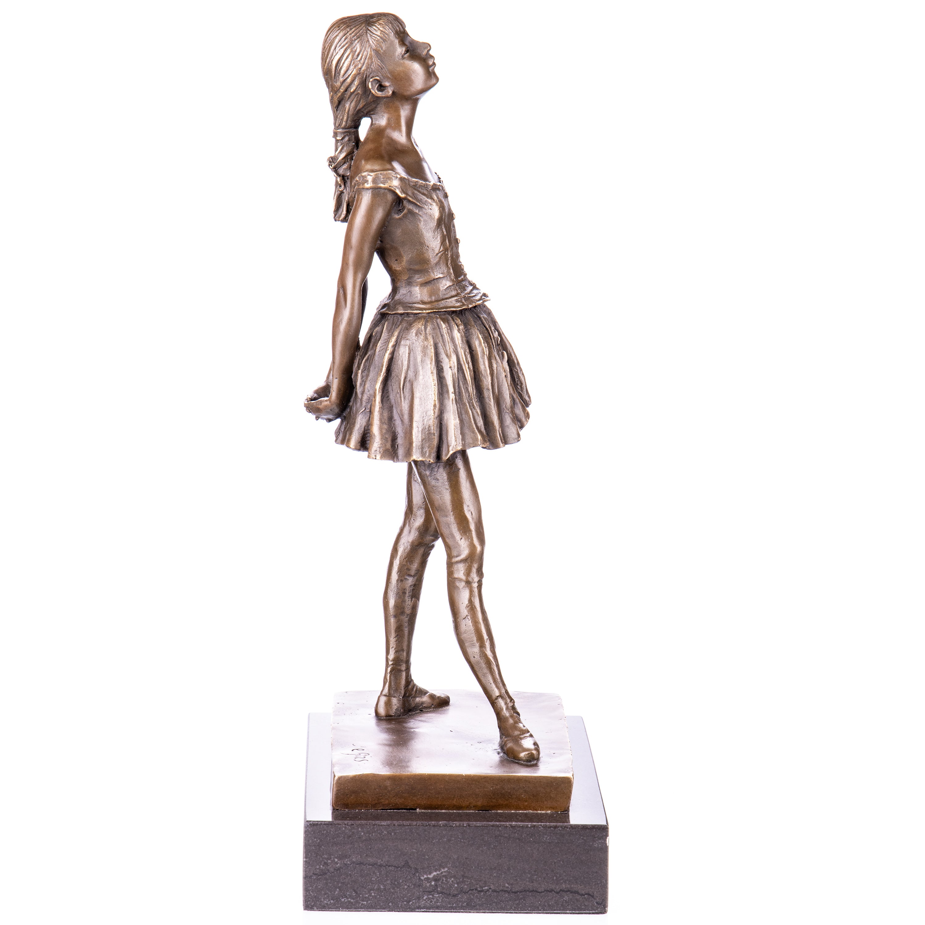 Bronze Skulptur kleine Tänzerin nach Degas - signierte Figur auf Marmorsockel