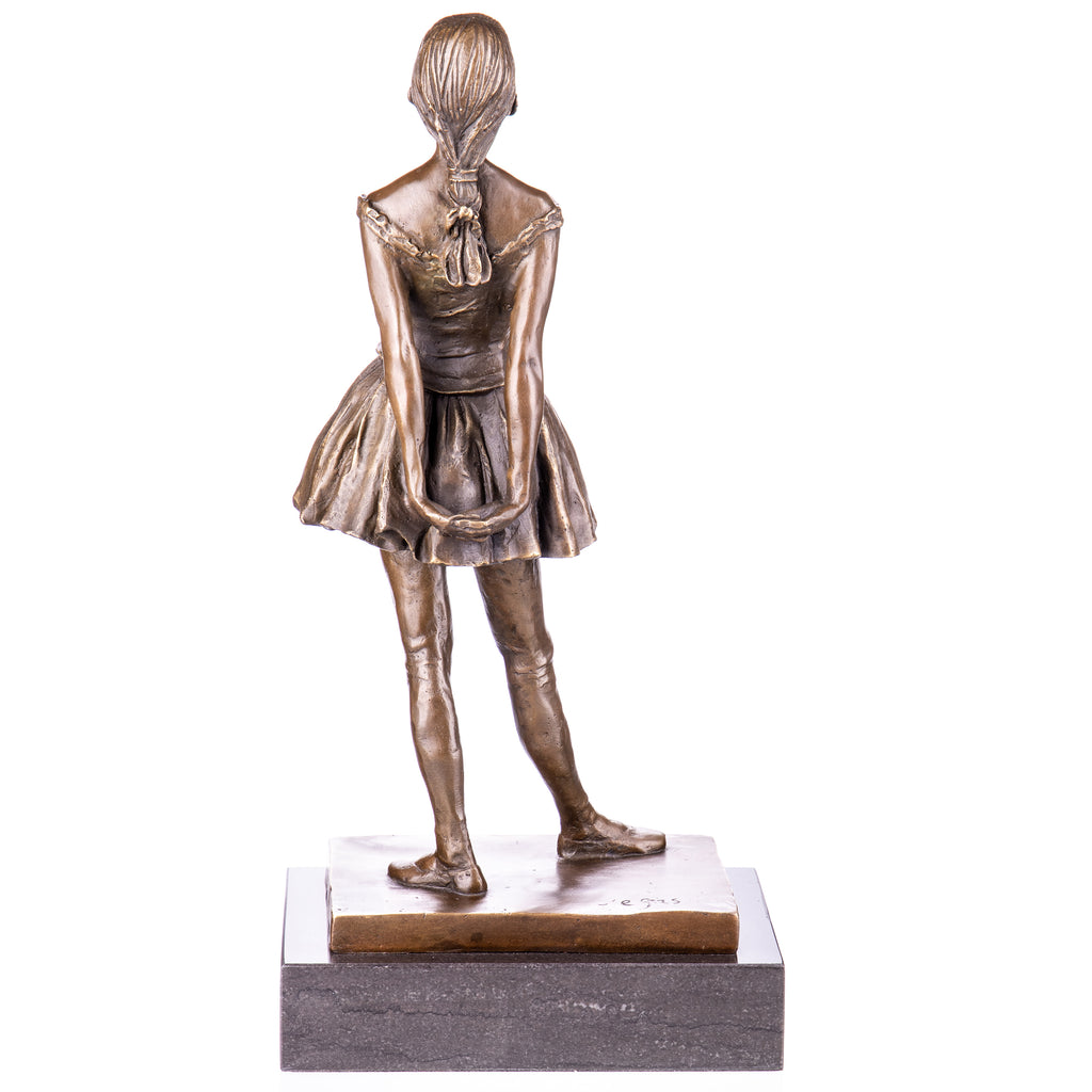 Bronze Skulptur kleine Tänzerin nach Degas - signierte Figur auf Marmorsockel