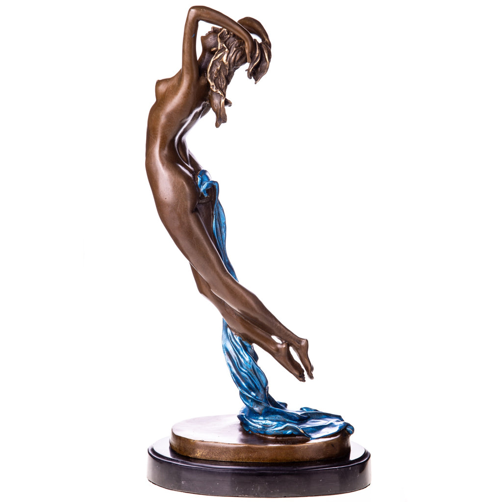 Bronze Skulptur weiblicher Akt – signierte Aktfigur einer Frau auf Marmorsockel