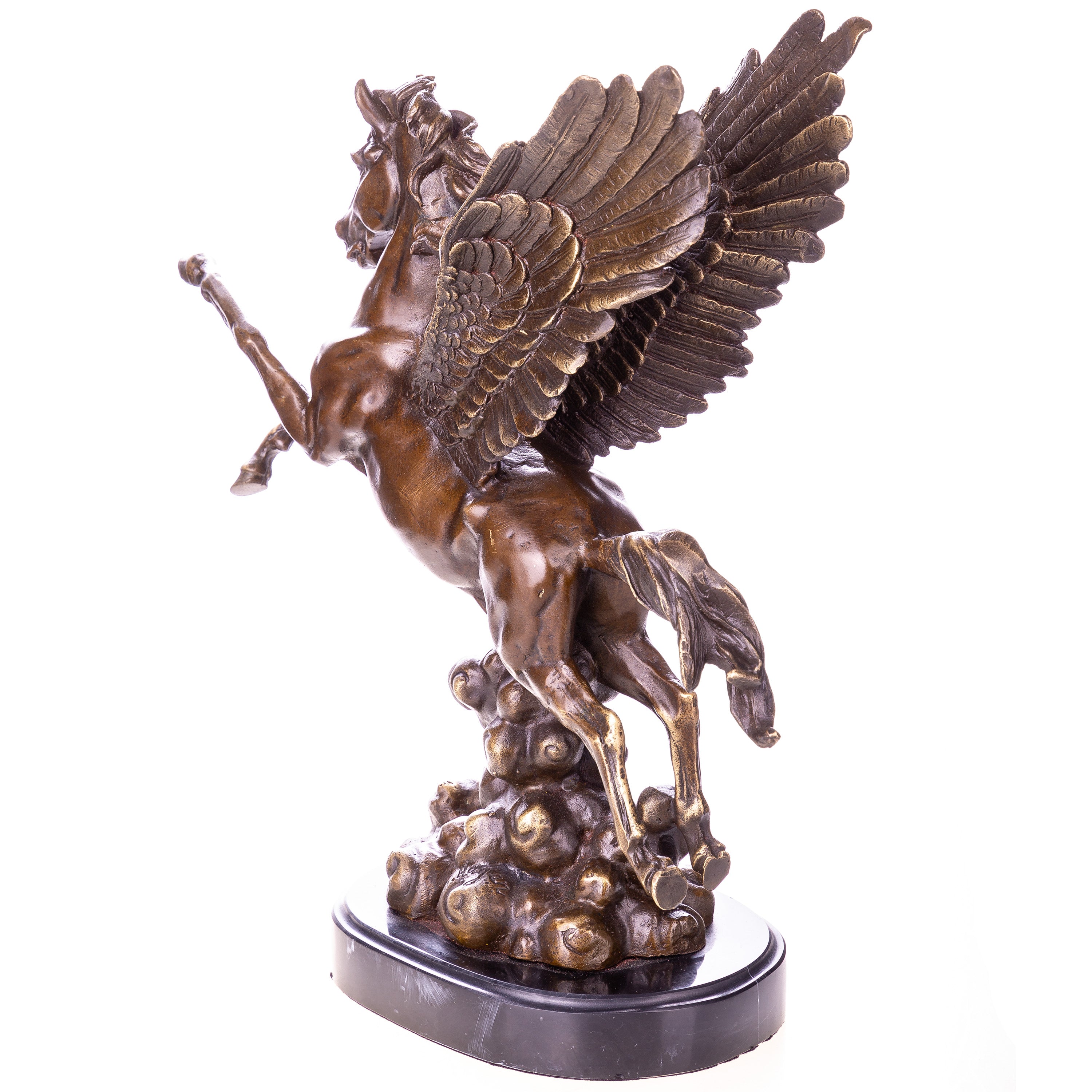 Bronze Skulptur Pegasus - signierte Mythologie Figur auf Marmorsockel