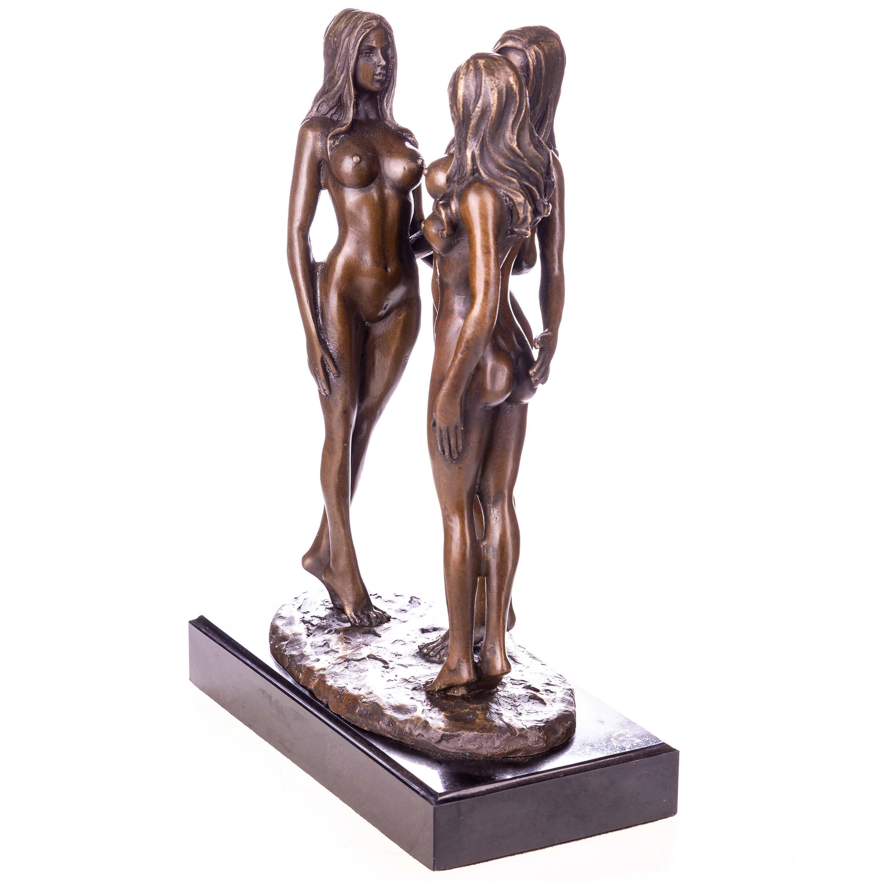 Bronze Skulptur Drei Grazien auf Marmorsockel – Akt Kunst modern & elegant