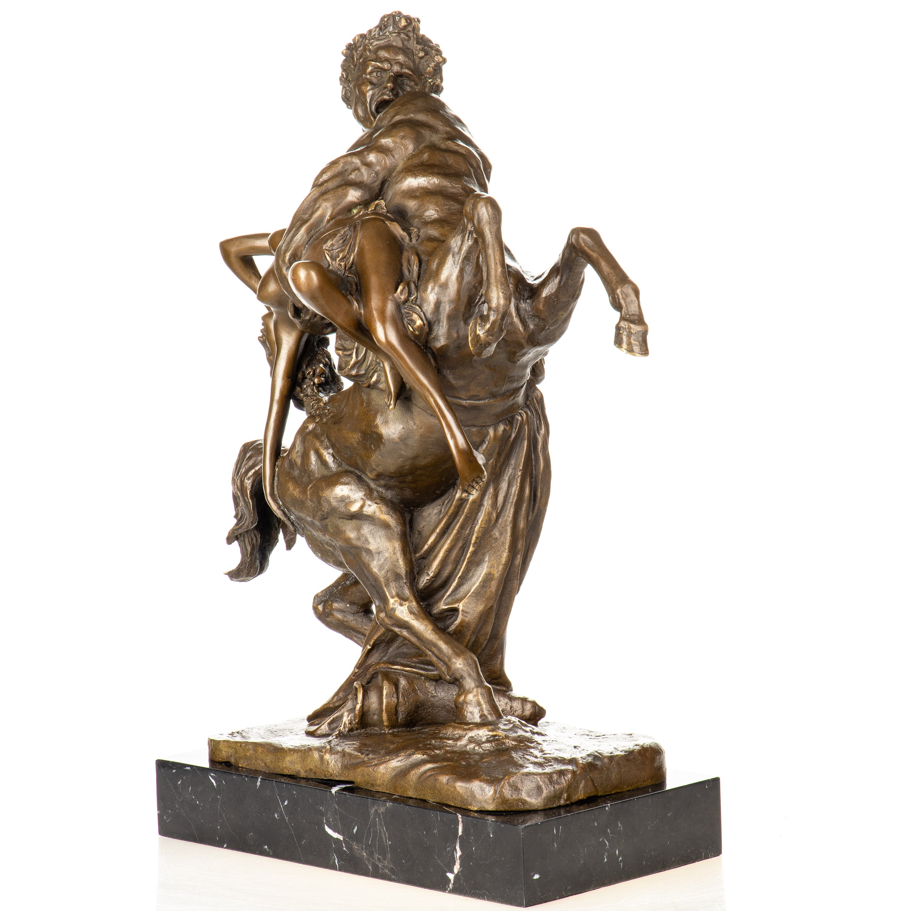 Bronze Skulptur Raub der Hippodameia – Mythologische Figur auf Marmorsockel