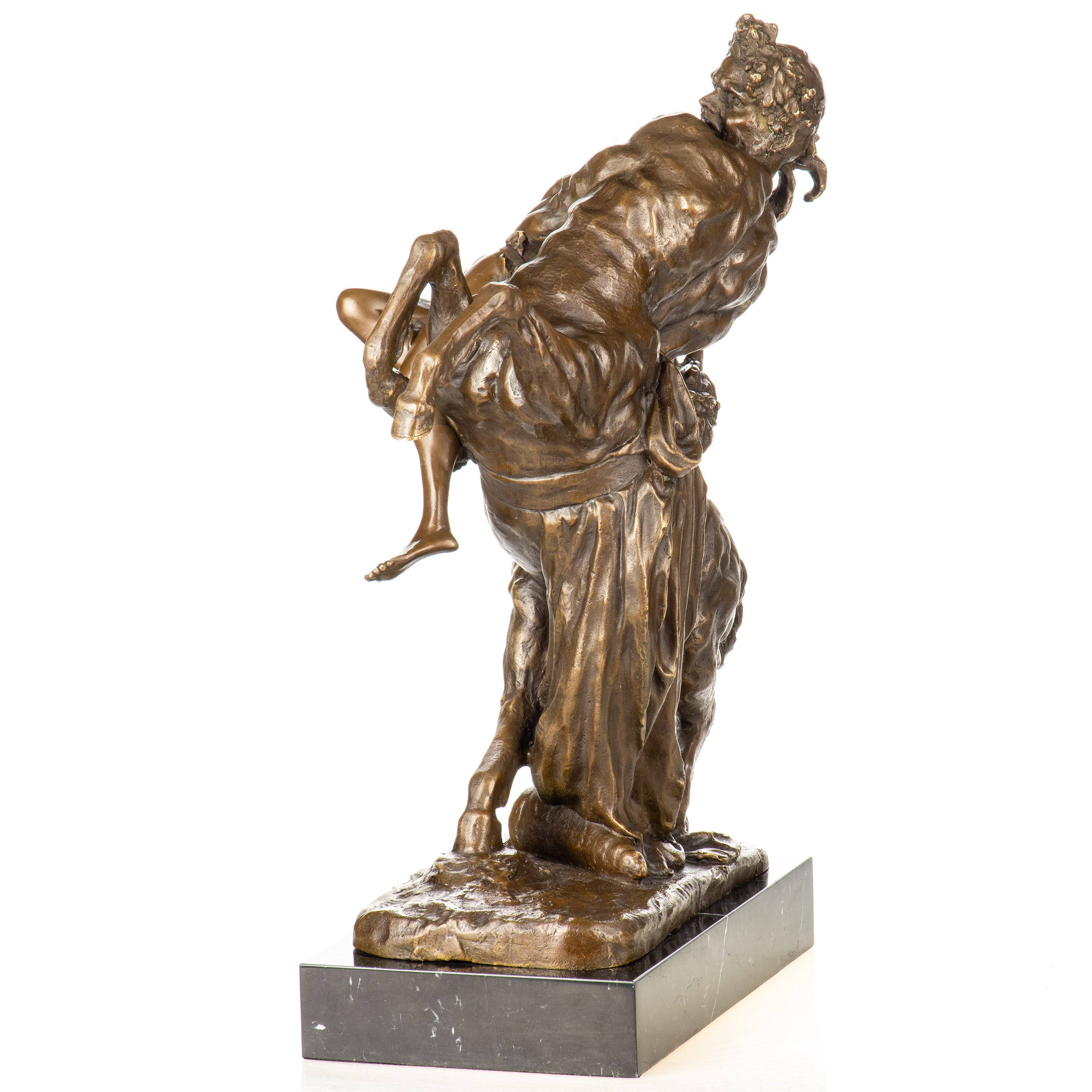 Bronze Skulptur Raub der Hippodameia – Mythologische Figur auf Marmorsockel