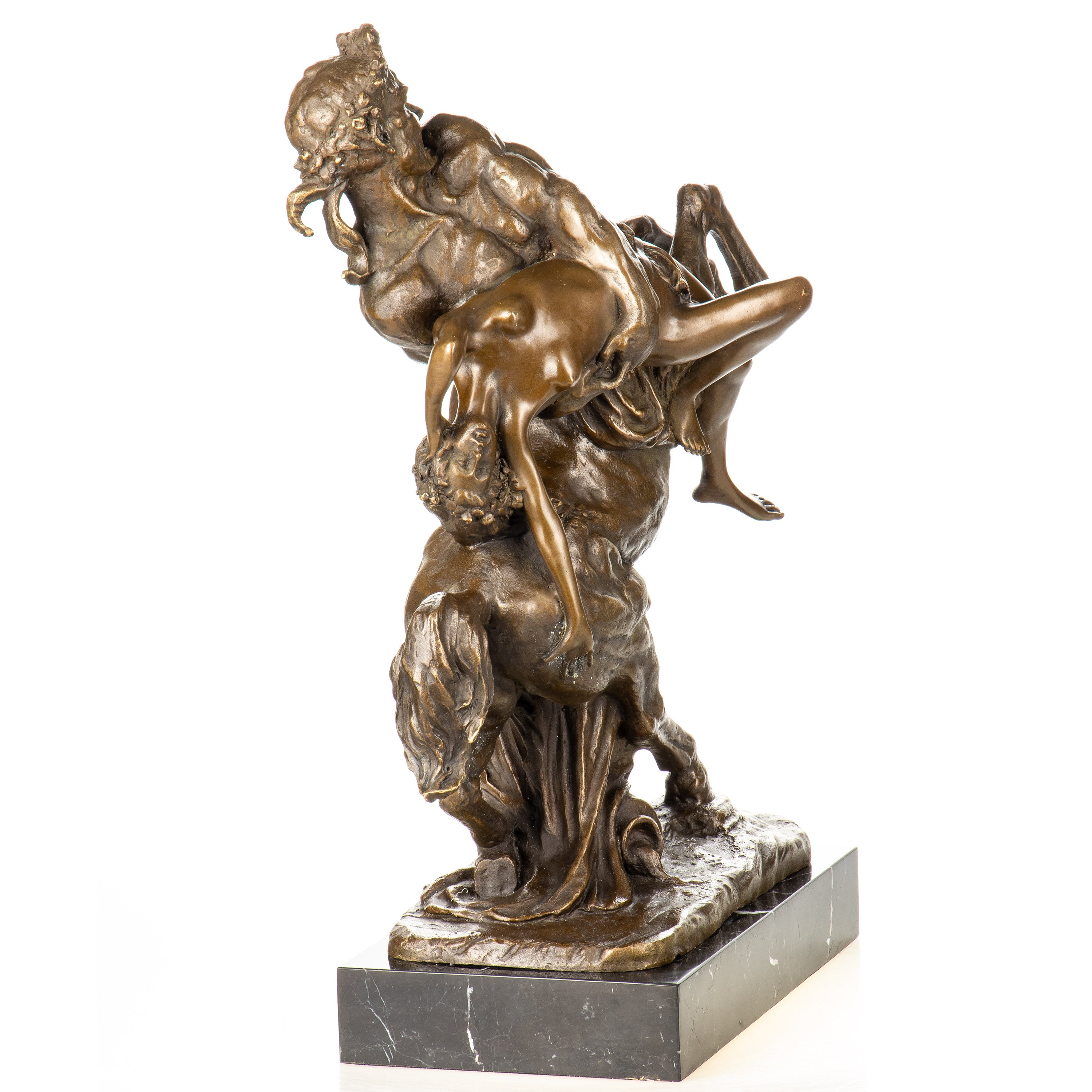 Bronze Skulptur Raub der Hippodameia – Mythologische Figur auf Marmorsockel