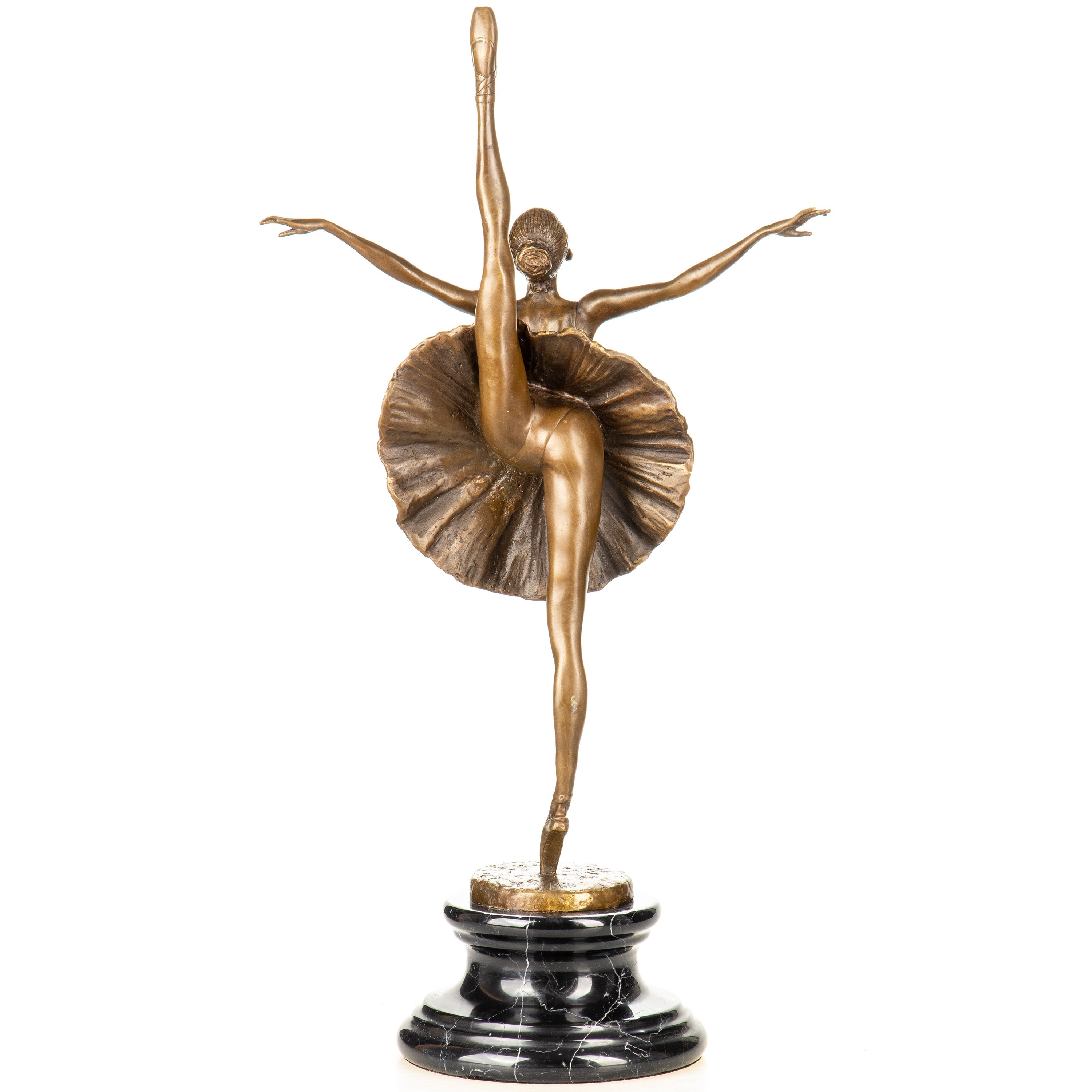 Bronze Skulptur Ballerina im Spitzentanz – Tänzerin auf Marmorsockel