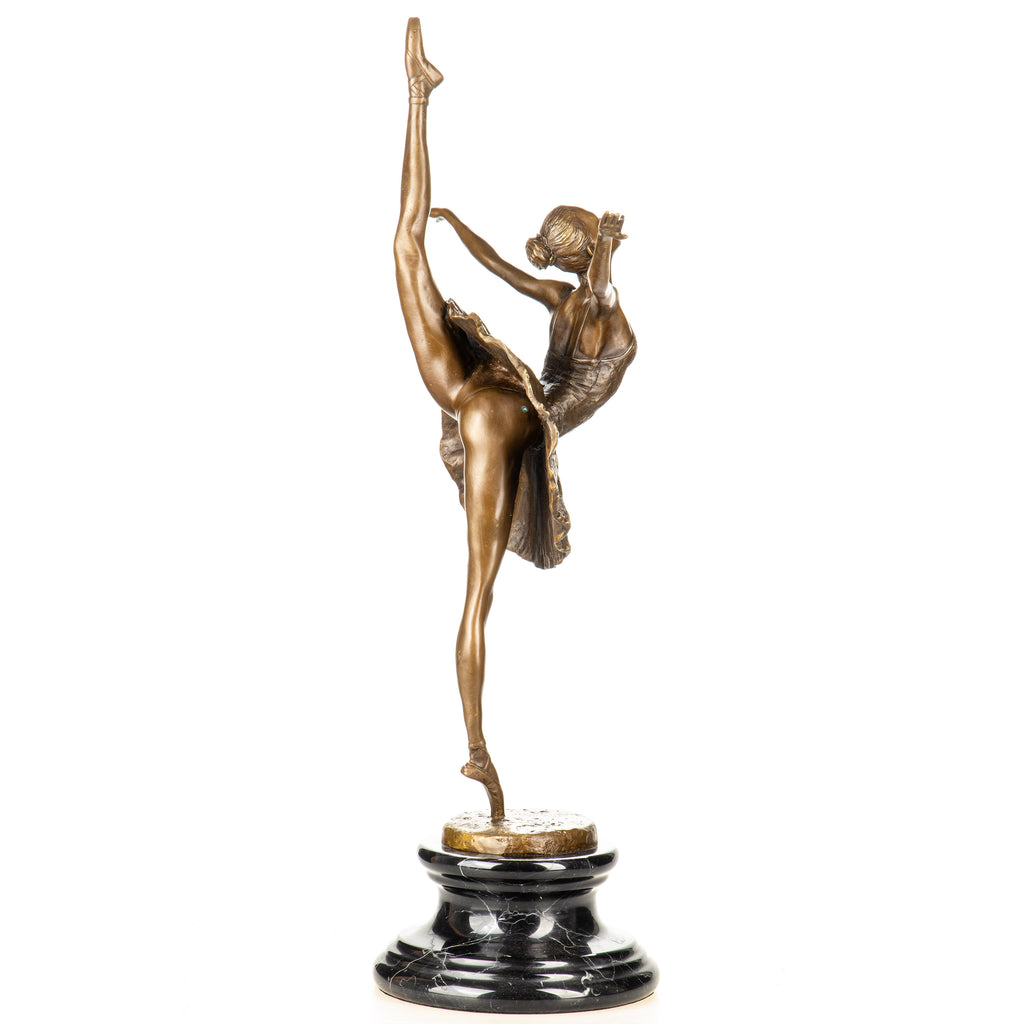 Bronze Skulptur Ballerina im Spitzentanz – Tänzerin auf Marmorsockel
