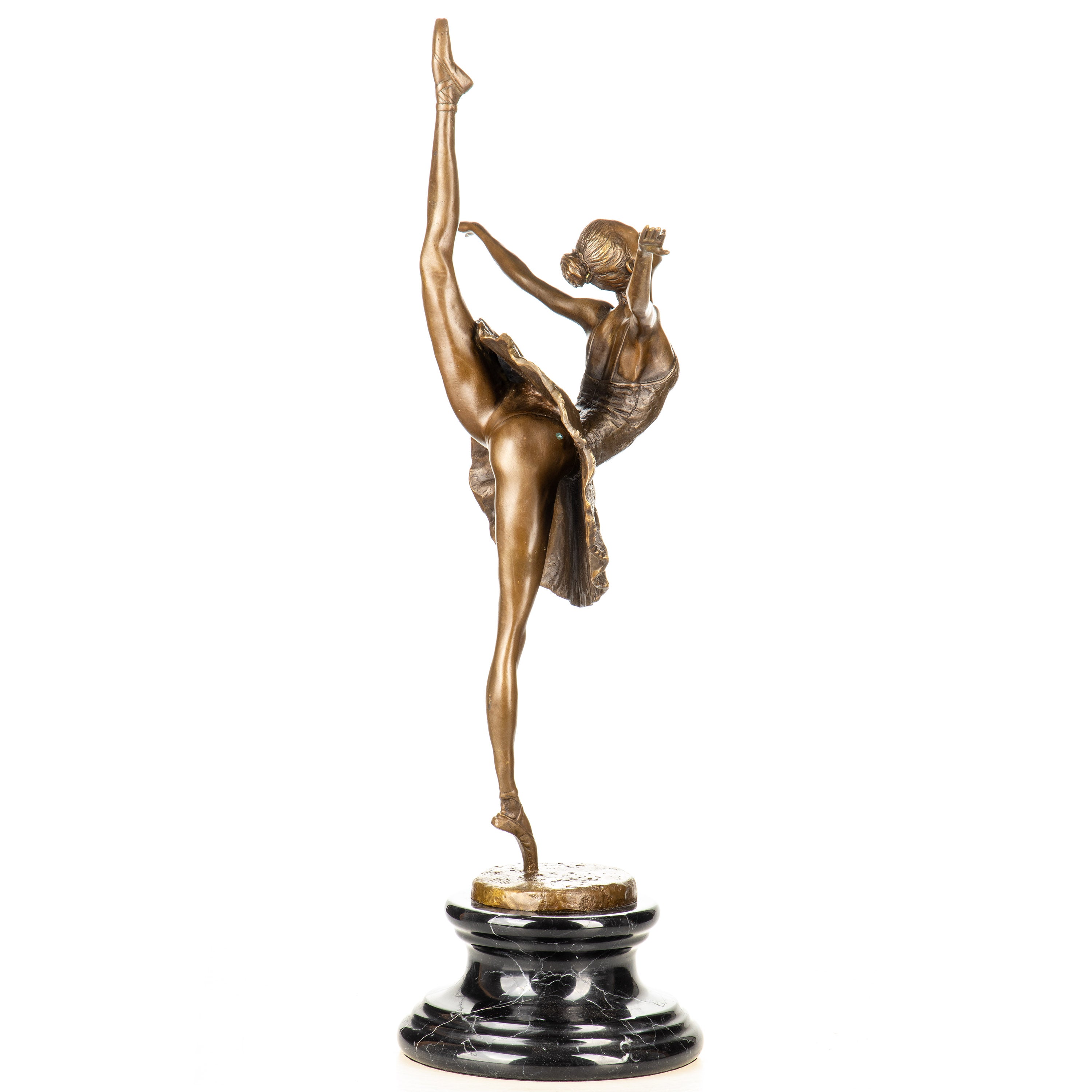 Bronze Skulptur Ballerina im Spitzentanz – Tänzerin auf Marmorsockel