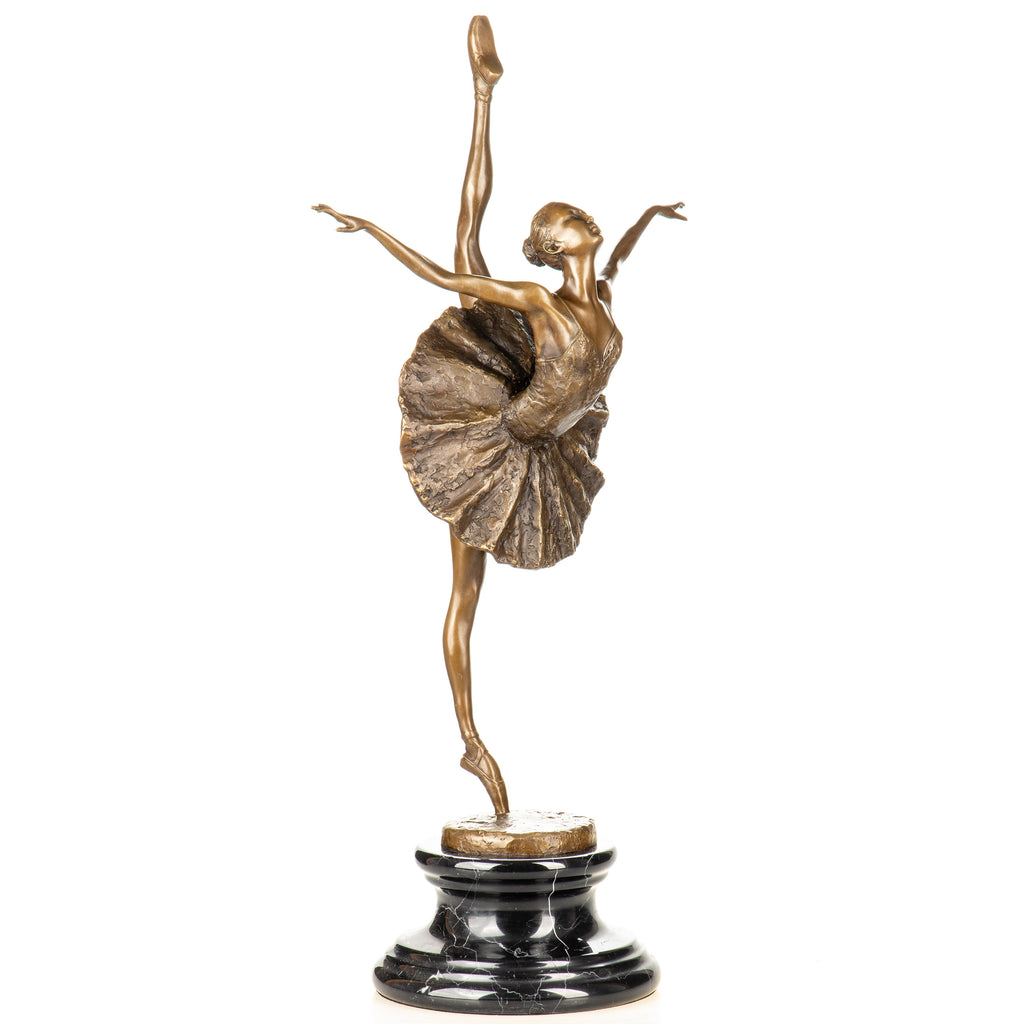 Bronze Skulptur Ballerina im Spitzentanz – Tänzerin auf Marmorsockel