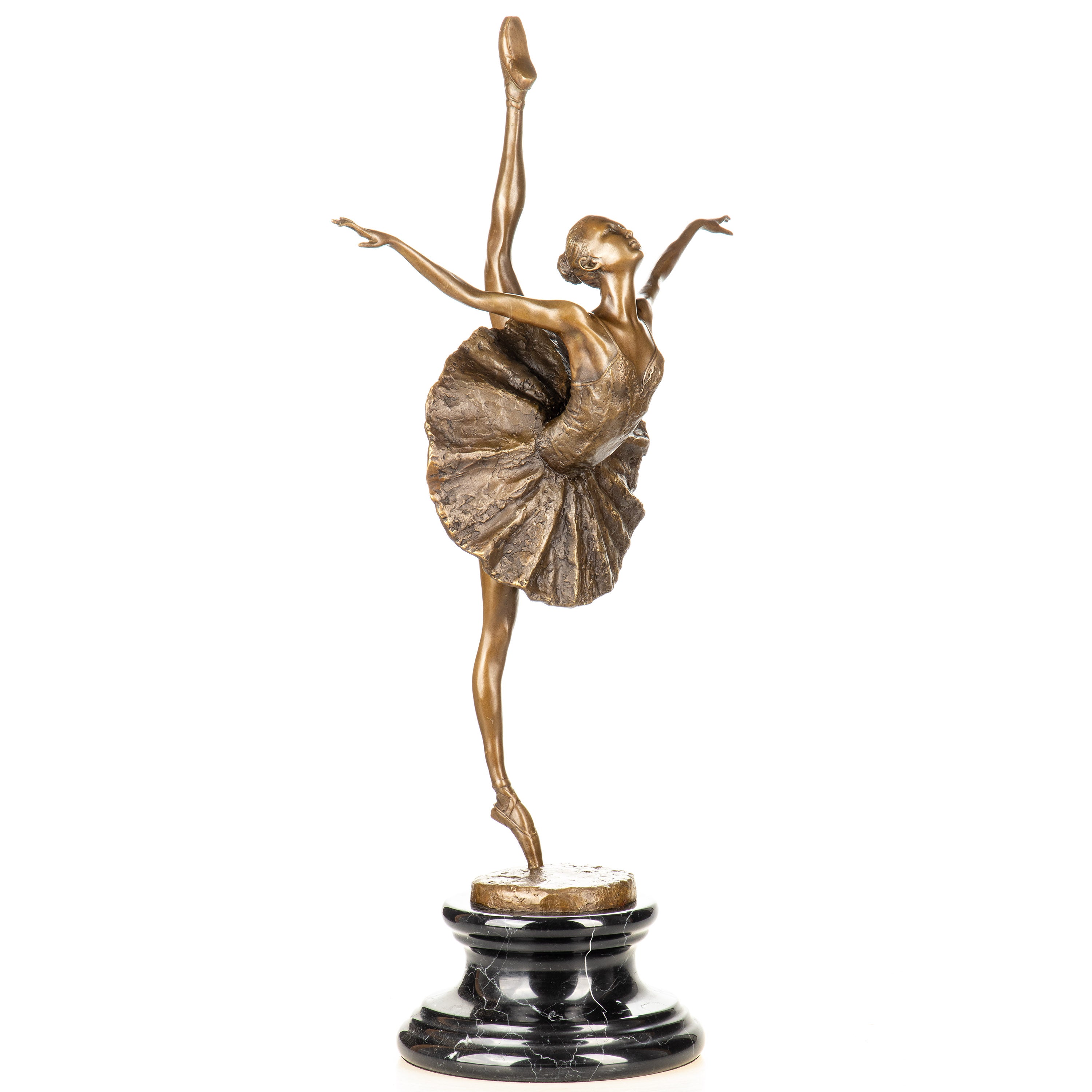 Bronze Skulptur Ballerina im Spitzentanz – Tänzerin auf Marmorsockel