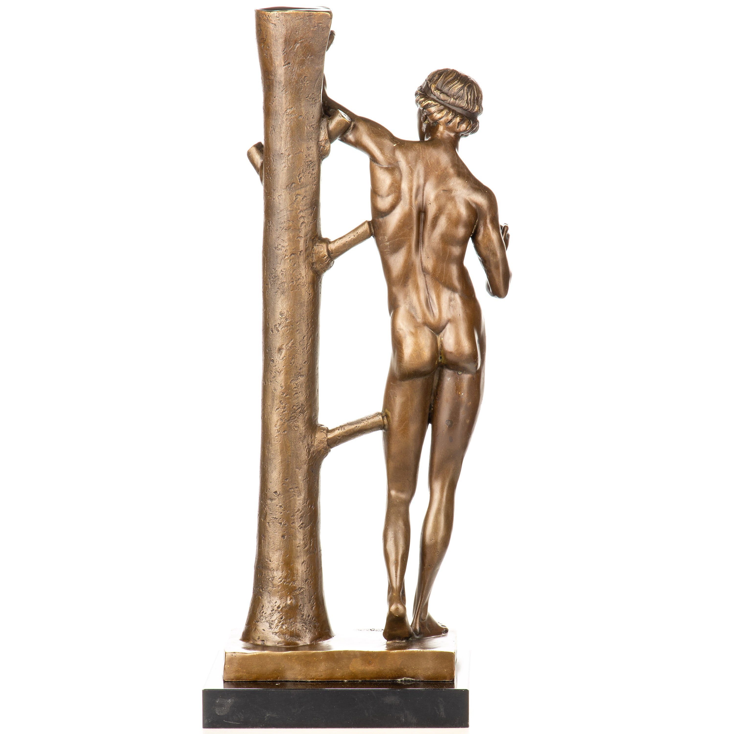 Bronze Skulptur Apollo Sauroktonos - Mythologische Aktfigur auf Marmorsockel