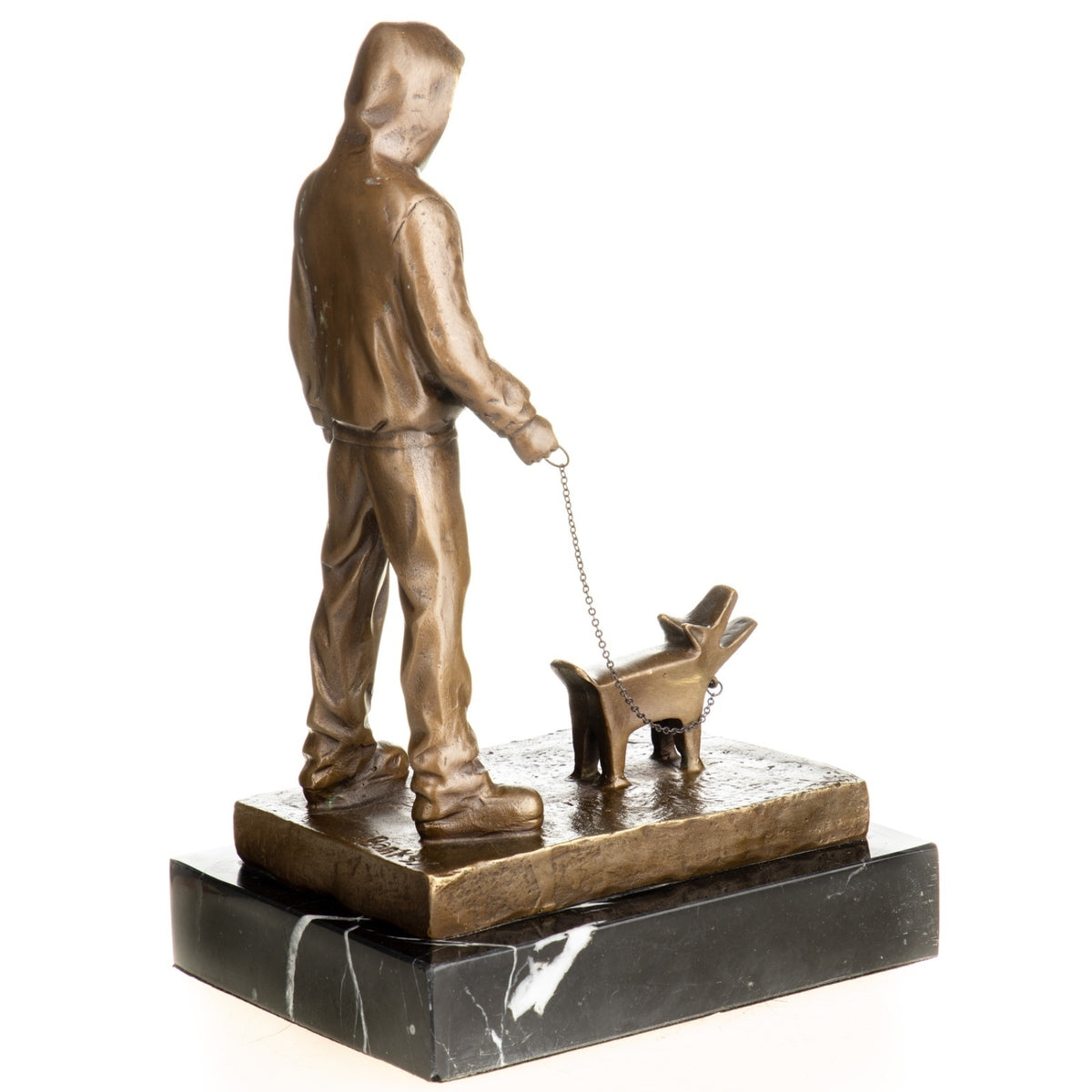 Bronze Skulptur „Choose your Weapon“ nach Banksy - signierte Figur Mann mit Hund