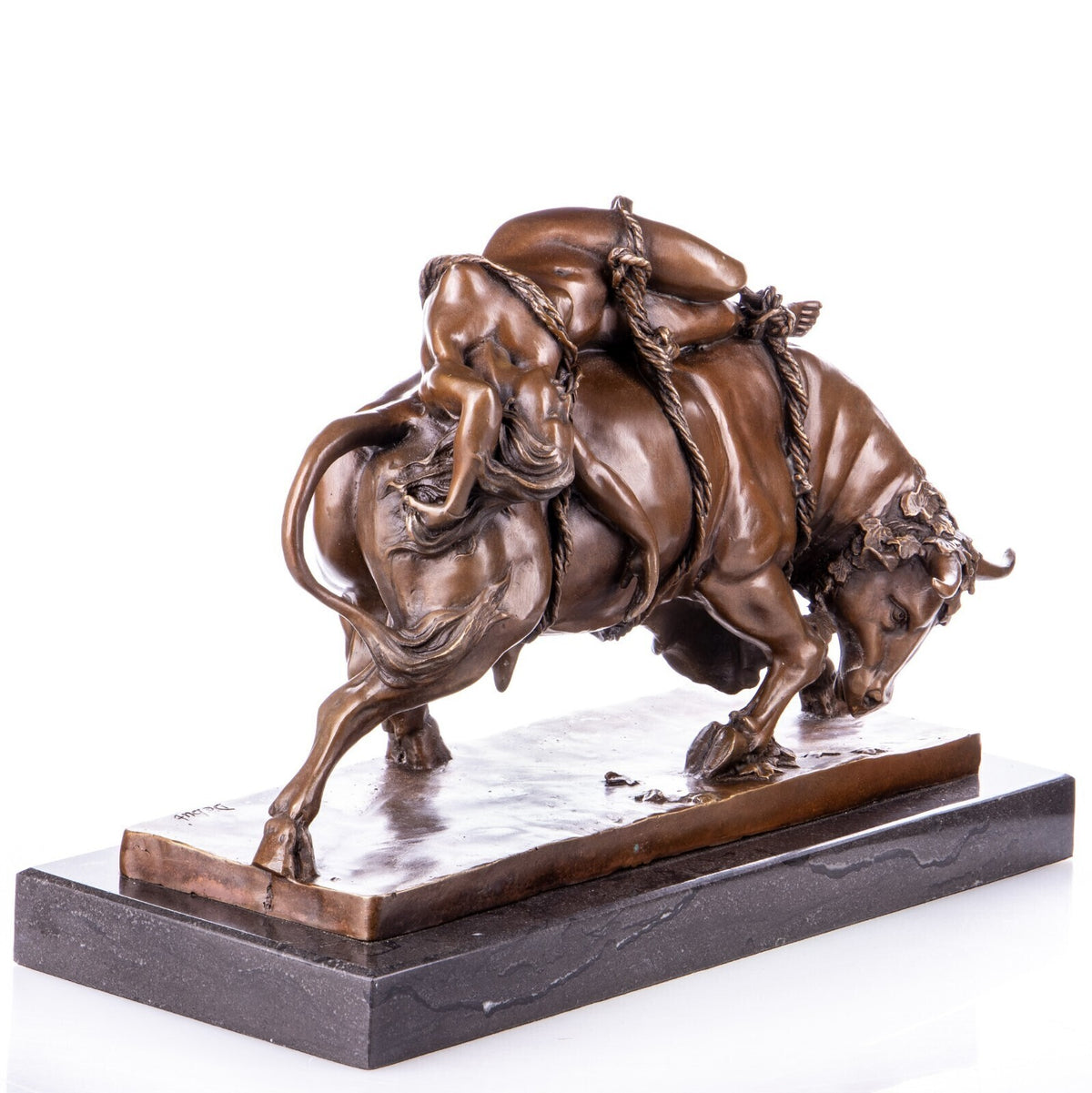 Bronze Skulptur Entführung Europas - signierte Mythologie Figur auf Marmorsockel