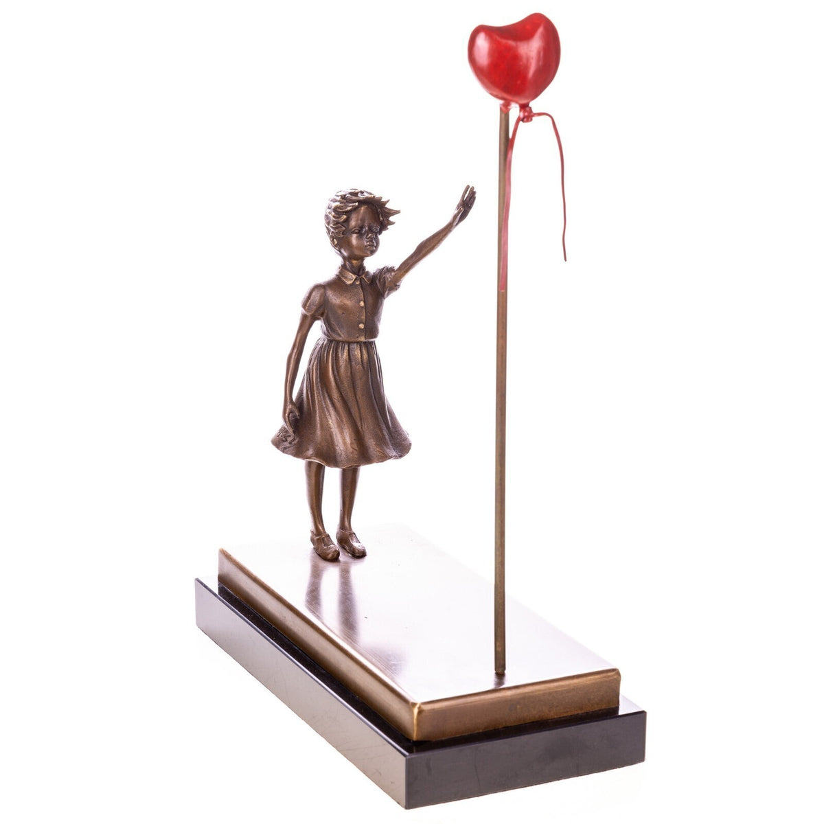 Bronze Skulptur Balloon Girl nach Banksy - signierte Bronzefigur auf Marmorsockel